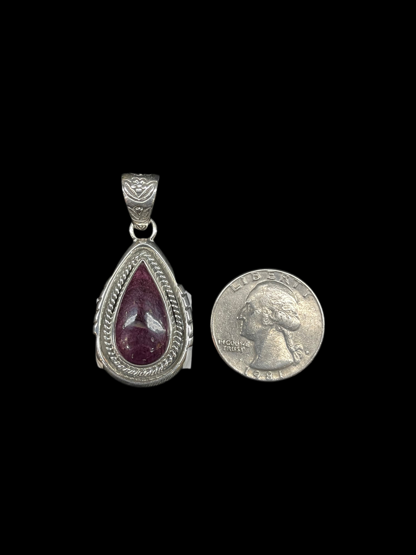 Purple Spiny Oyster Shell Teardrop Pendant with a 6.8mm Bale