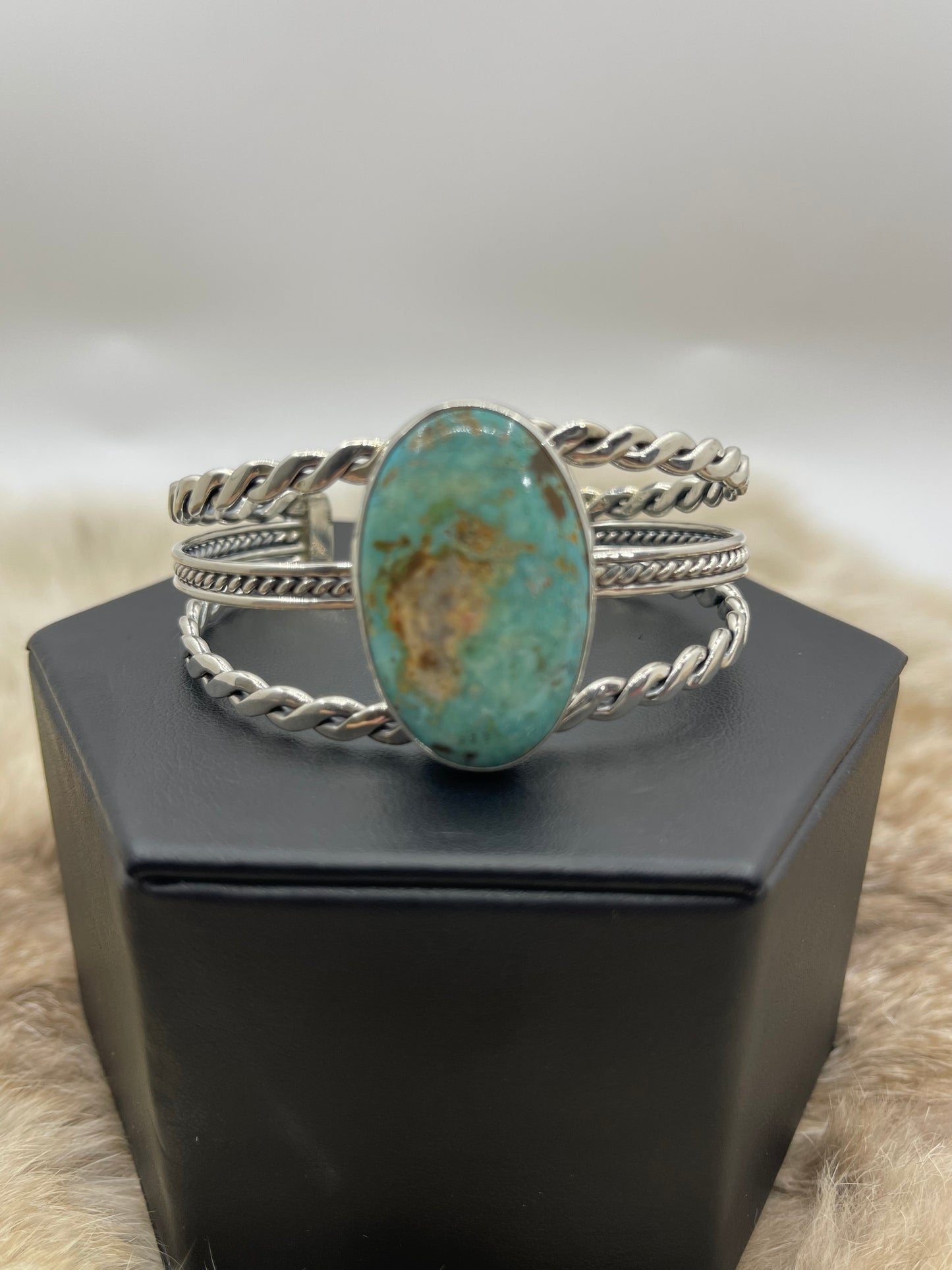 5.25"-7" Cripple Creek Turquoise Cuff by Ray Tom, Navajo