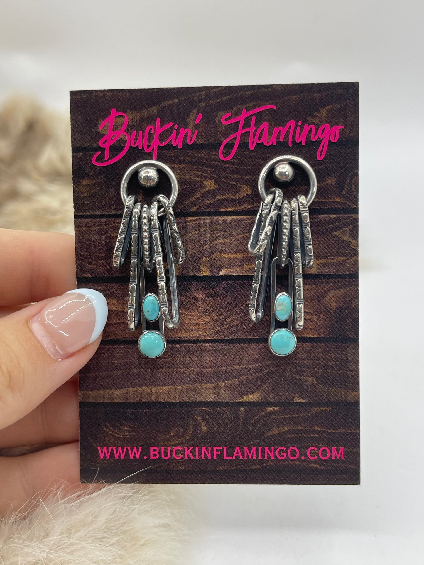 Paperclip Chain Earrings with Turquoise by Bad Bronc