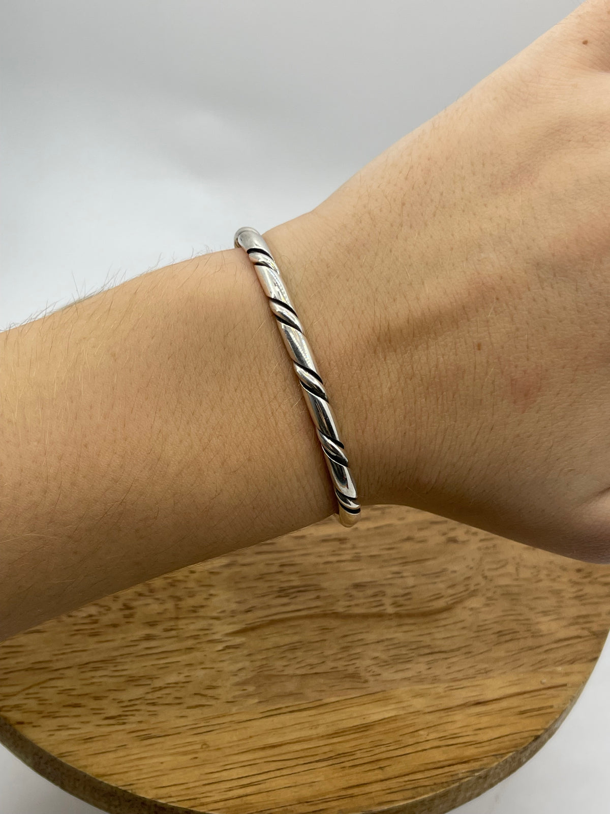 Silver Twisted Stacker Cuff by Elaine Tahe, Navajo