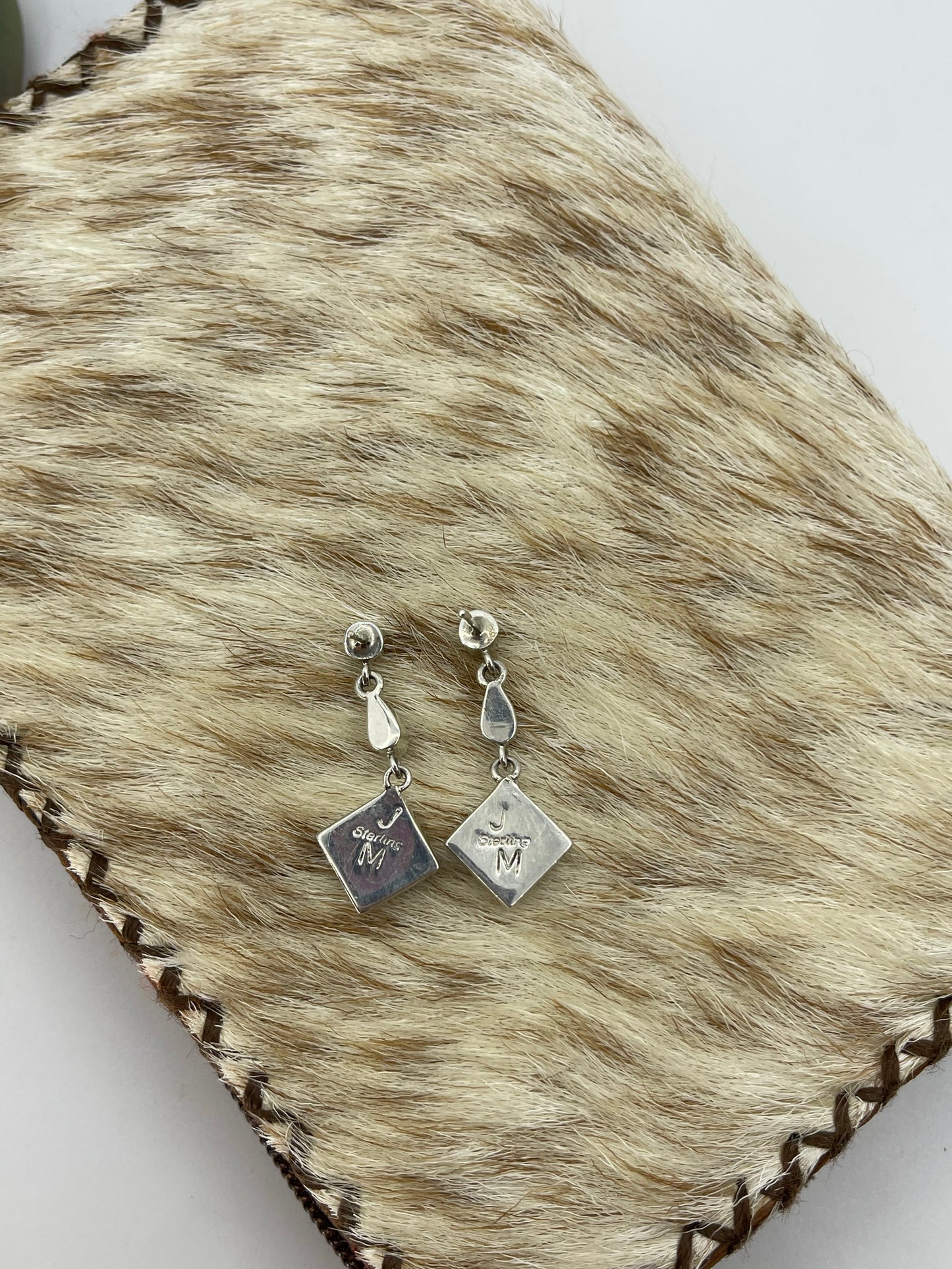 Orange Spiny Oyster & Opal Post Earrings by James Manygoats, Navajo