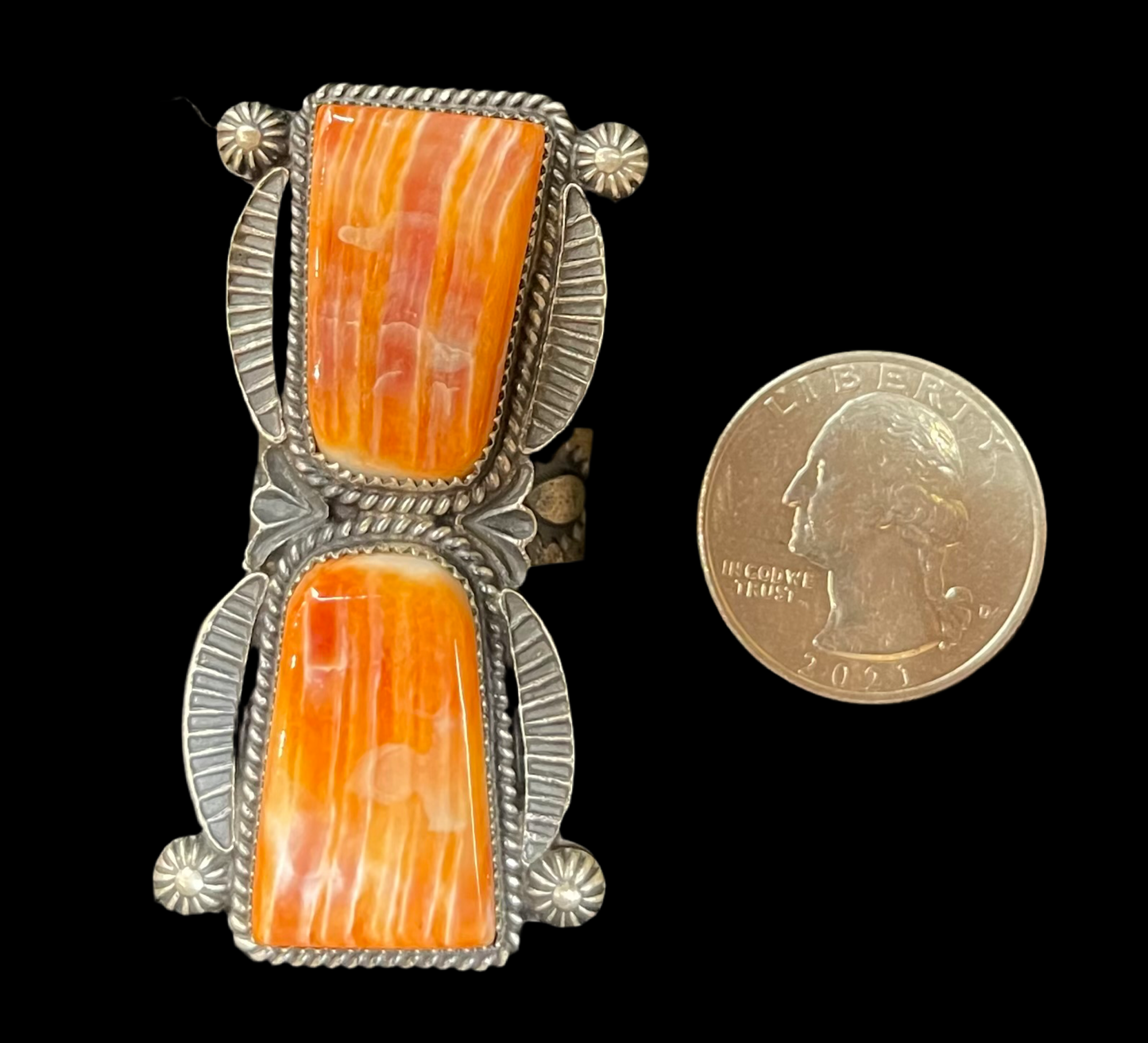 Adjustable Spiny Oyster Shell Ring by Kevin Billah, Navajo