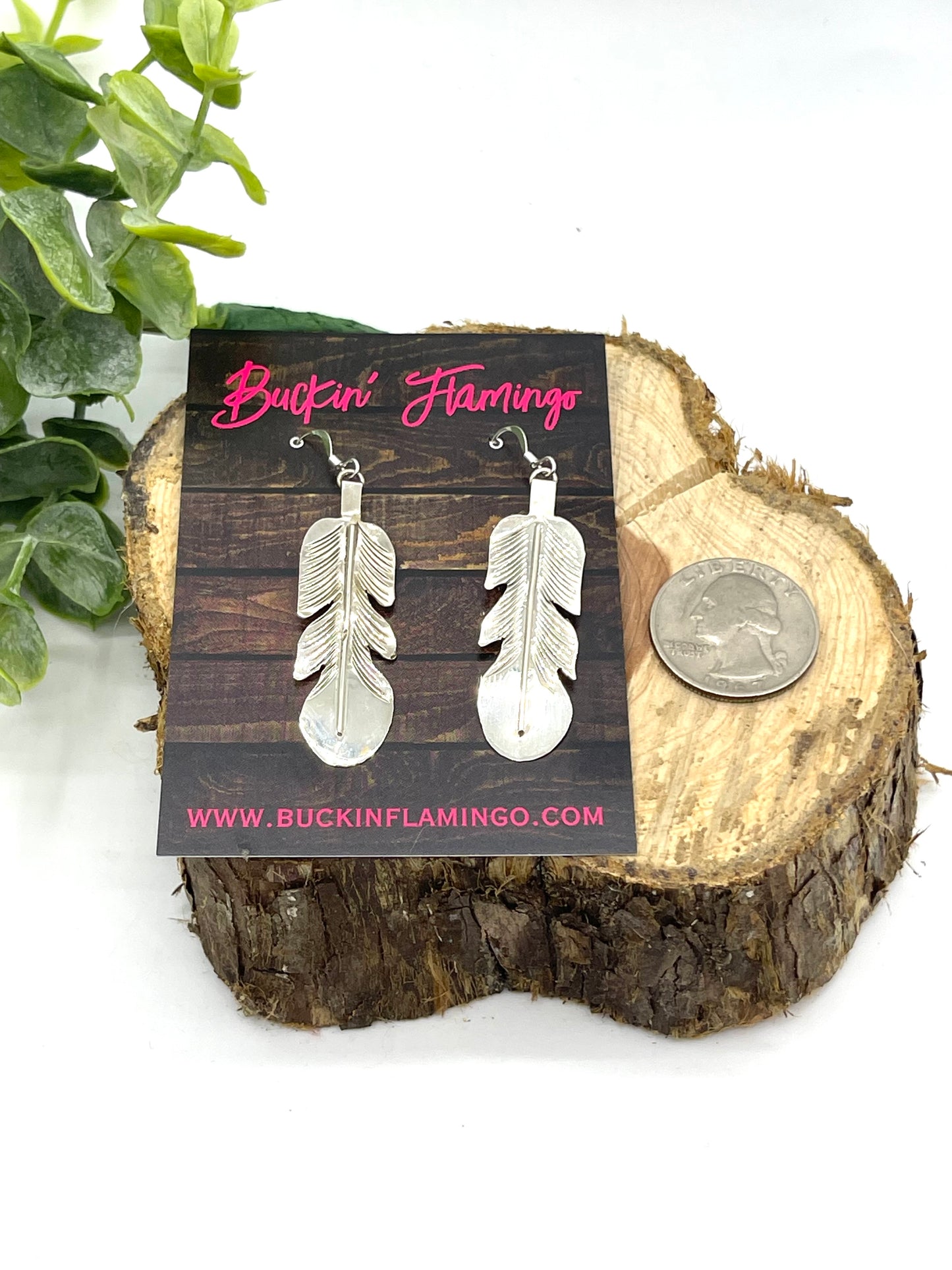 Silver Feather Dangle Earrings by Aaron Davis, Navajo