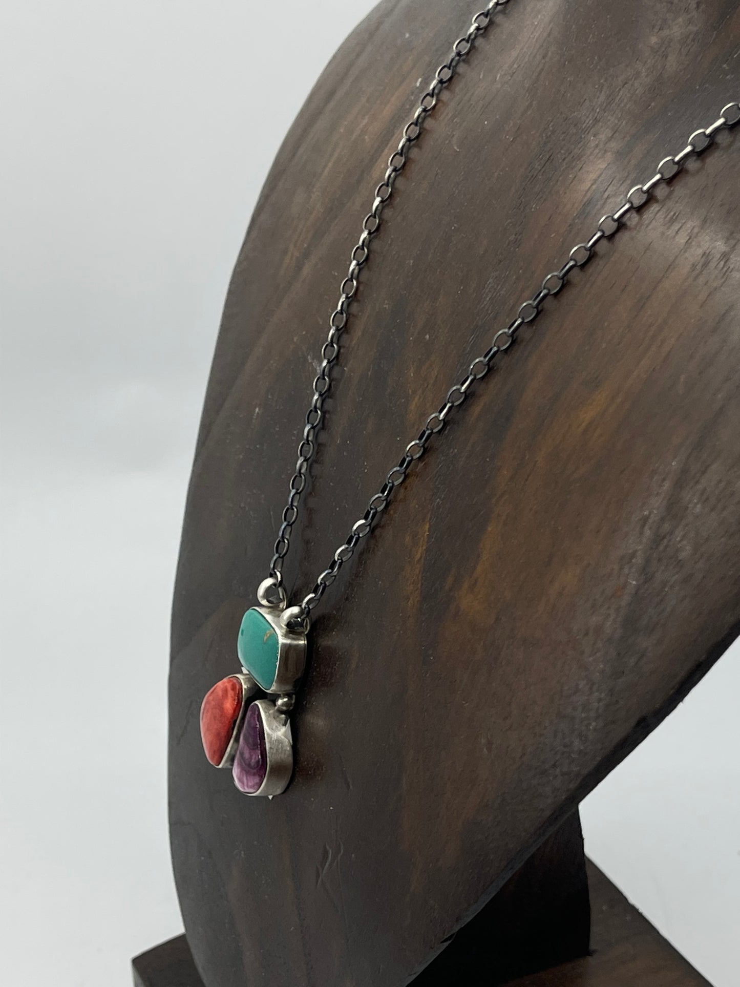 Royston Turquoise and Spiny Oyster Cluster Necklace by Donovan Skeets, Navajo