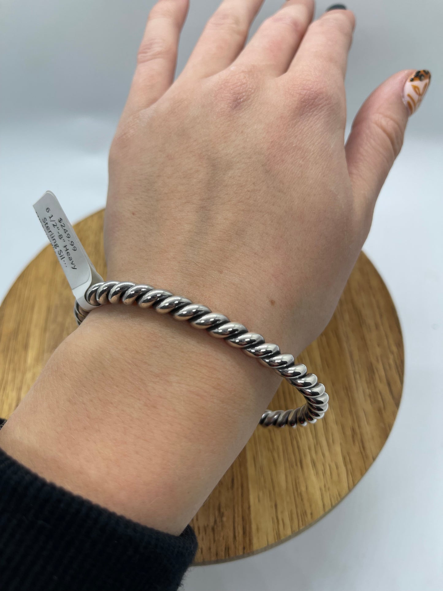 6 1/2"-8" Heavy Sterling Silver Twisted Cuff by Elaine Tahe, Navajo