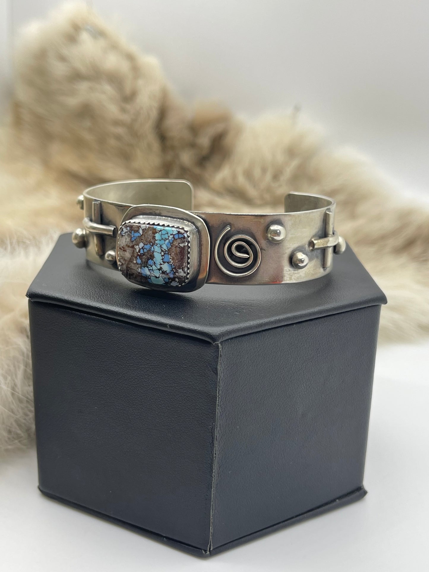 6"-7.5" Golden Hills Turquoise Cuff by Delbert Secatero, Navajo