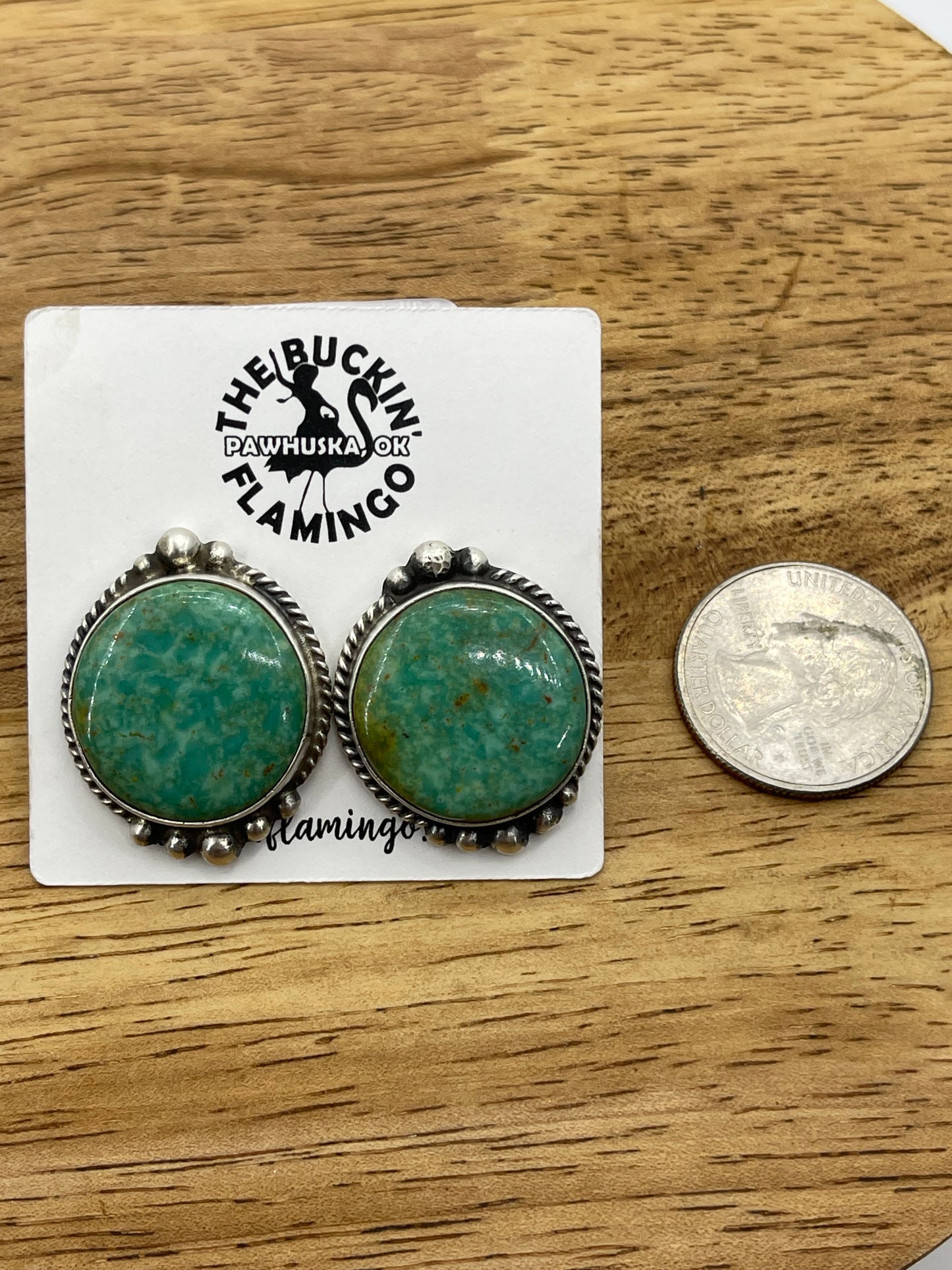 Royston Turquoise Post Earrings by Elouise Kee, Navajo