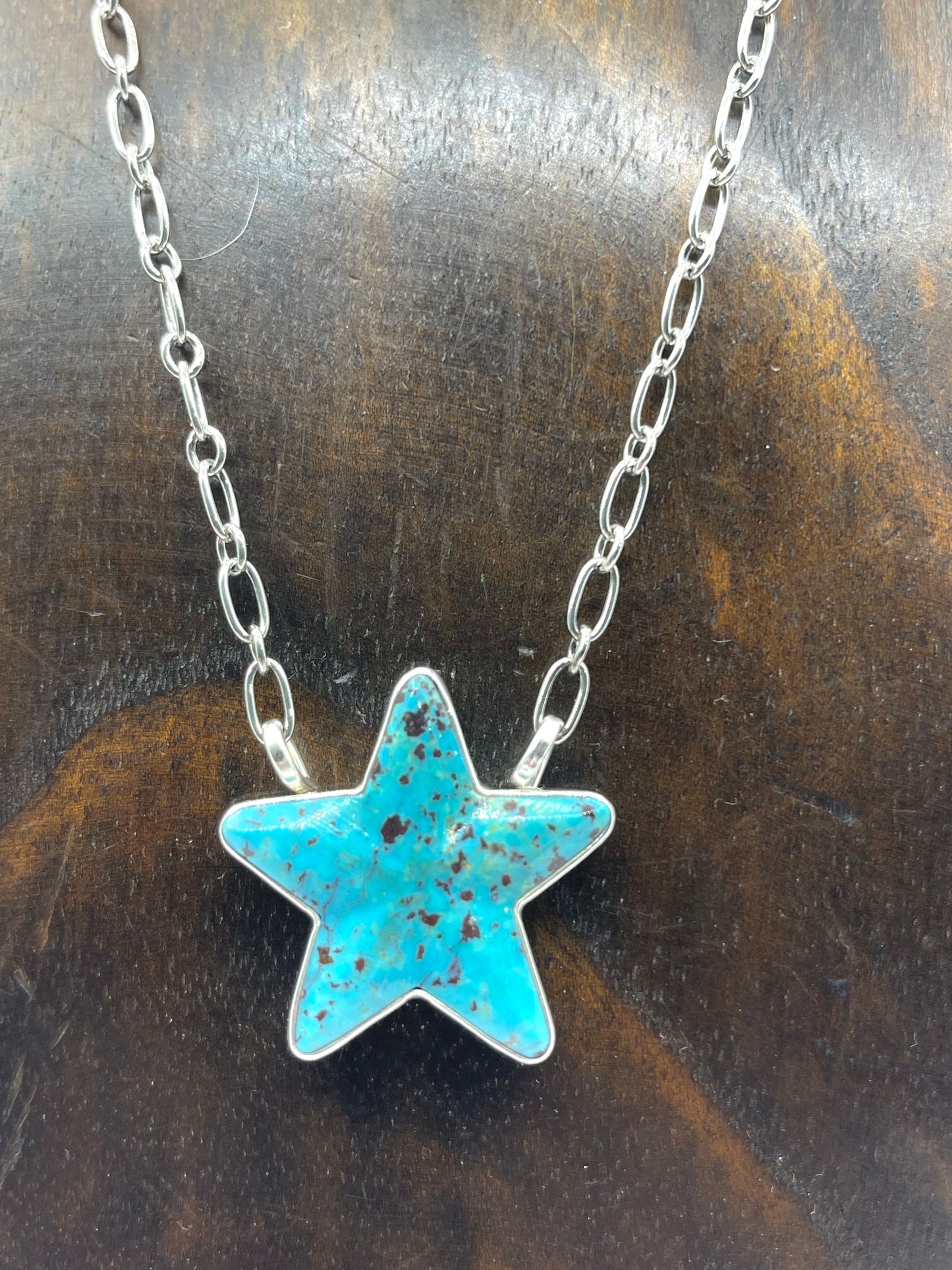 17" Turquoise Star Necklace USA Made Not Native