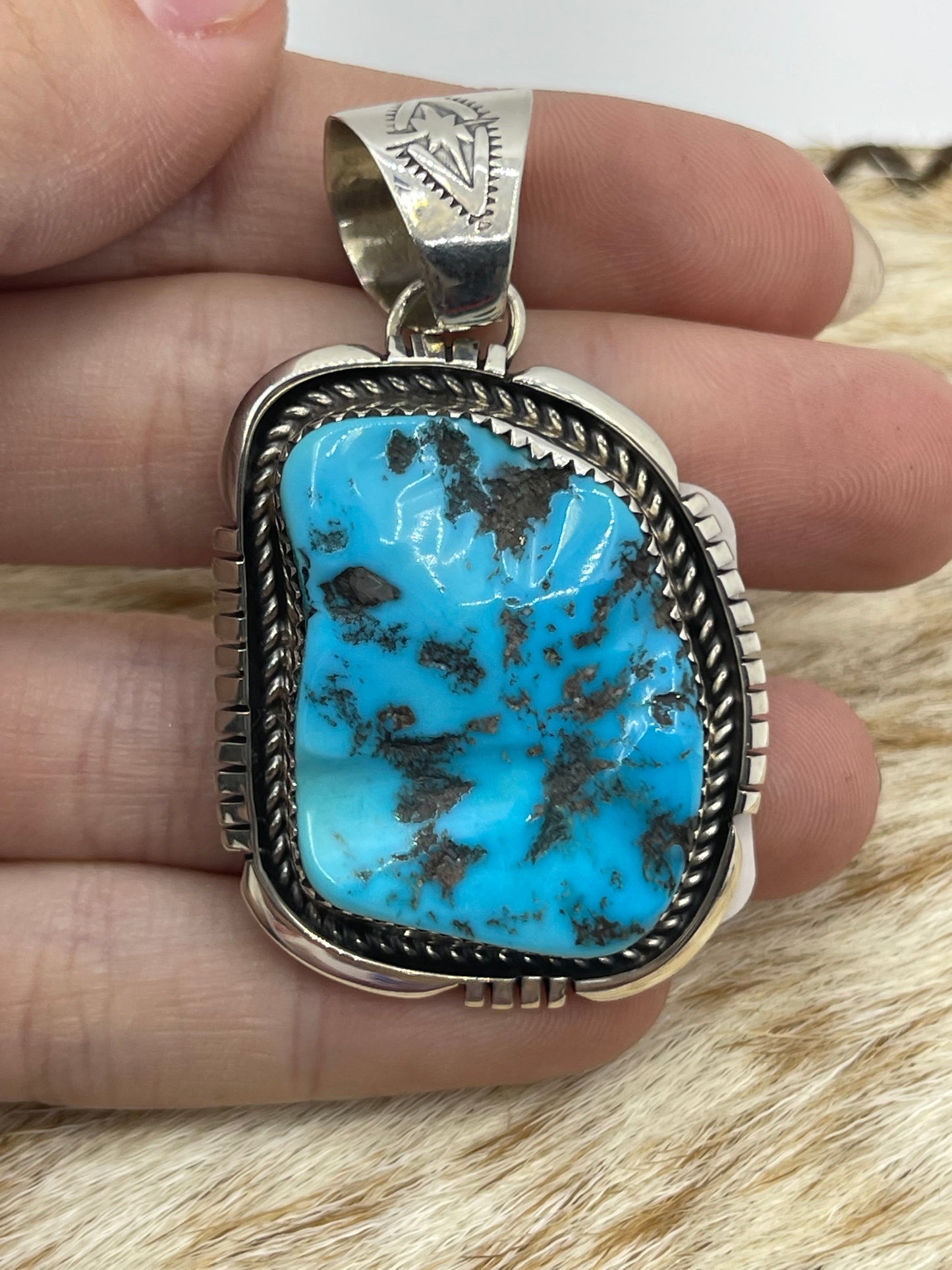 Rough Turquoise Pendant with a 10.7mm Bale by Andrew Johnson, Navajo