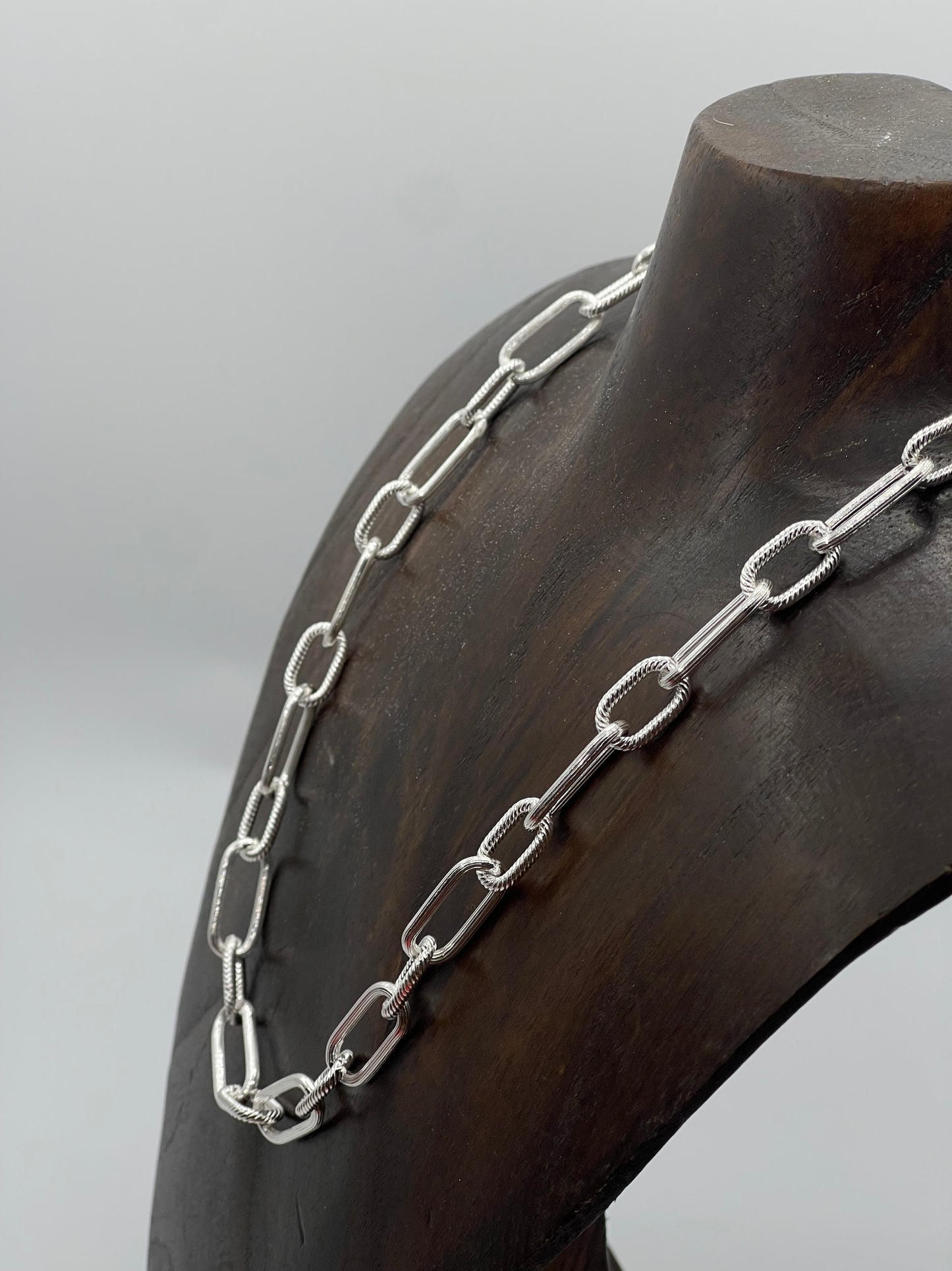 18" Silver Handmade Paperclip Chain, Made in Italy