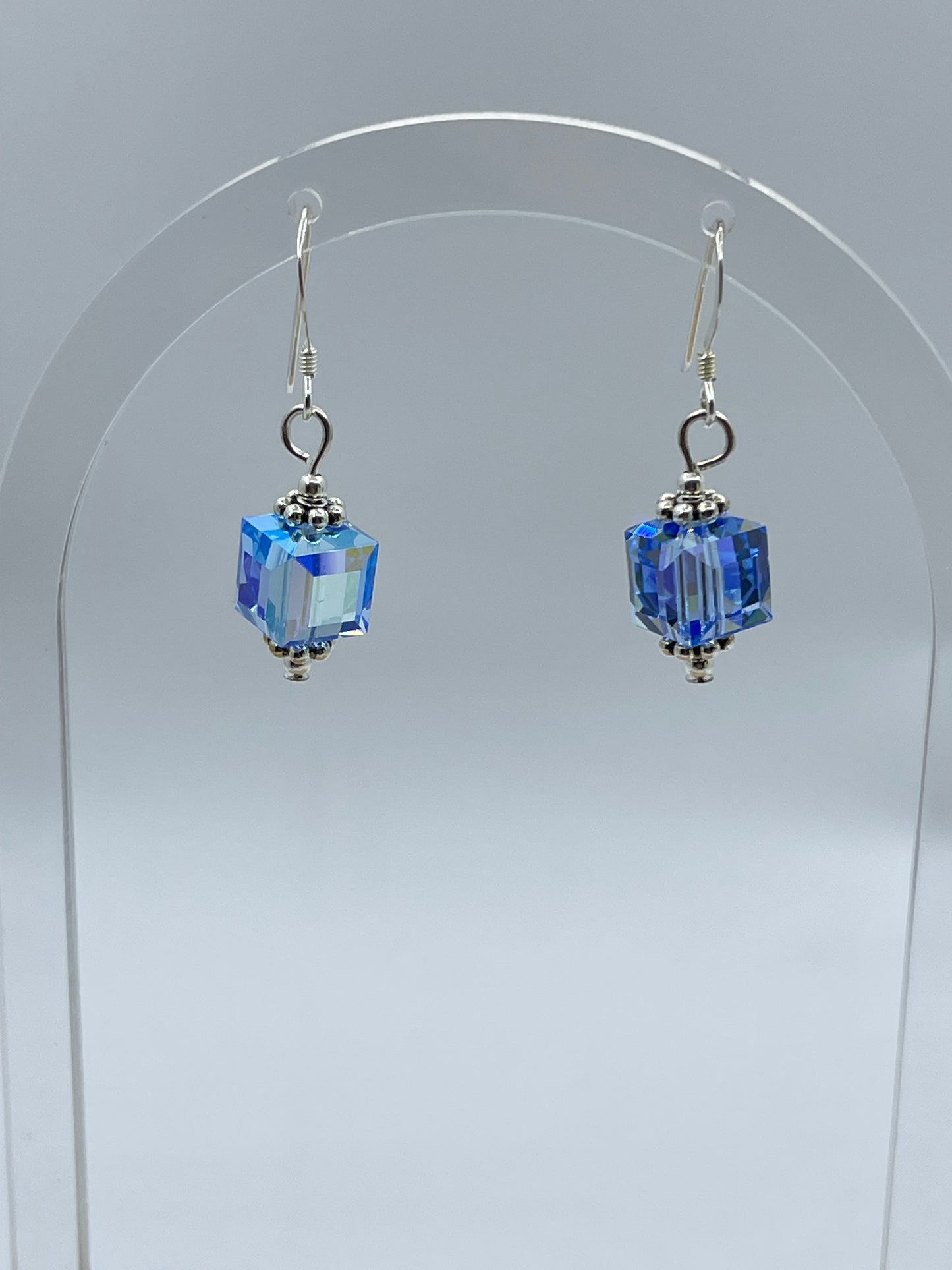 Blue Swarovski Crystal Dangle Earrings