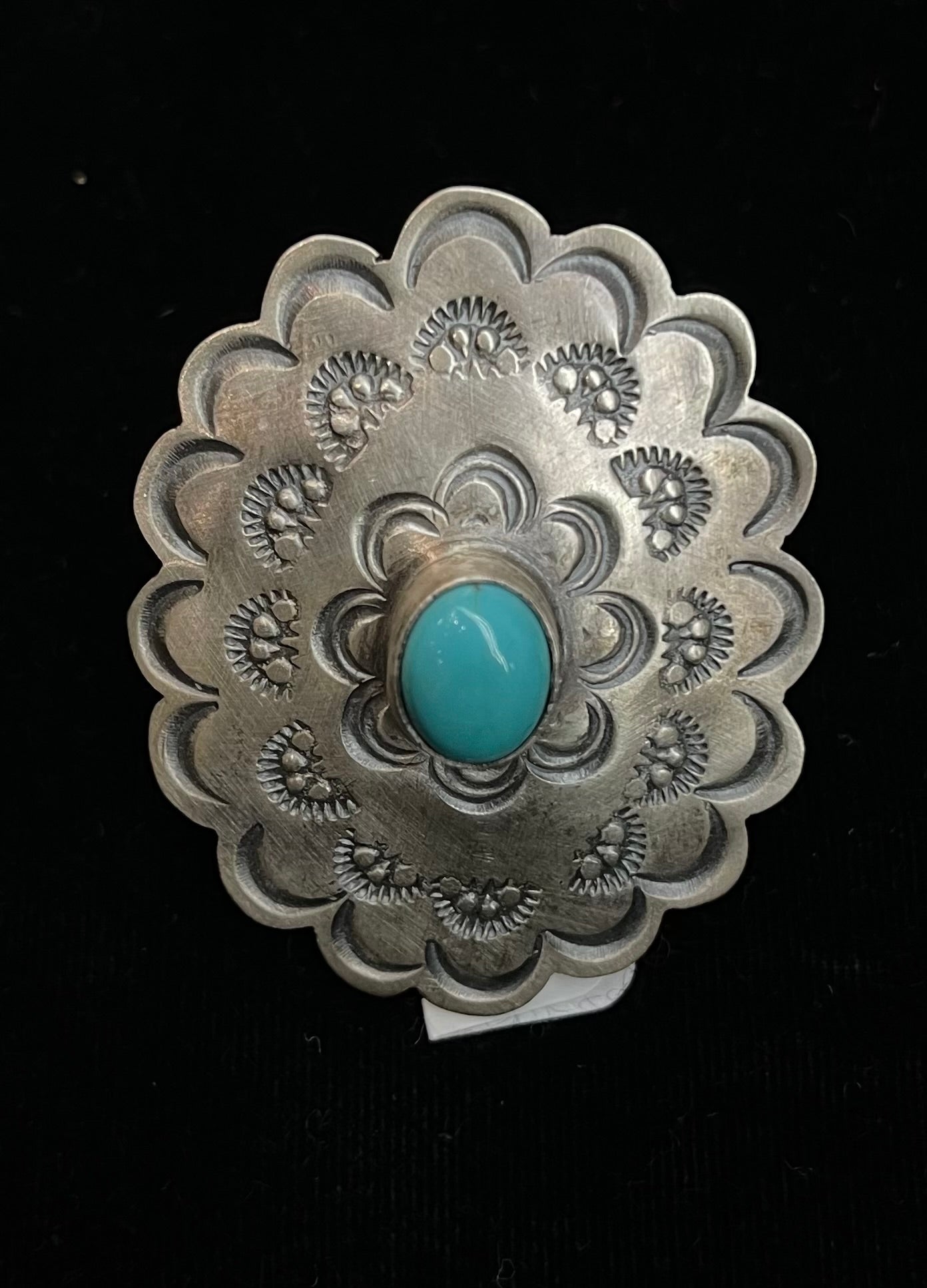 6.0 Turquoise Concho Ring by J. Piaso, Jr., Navajo