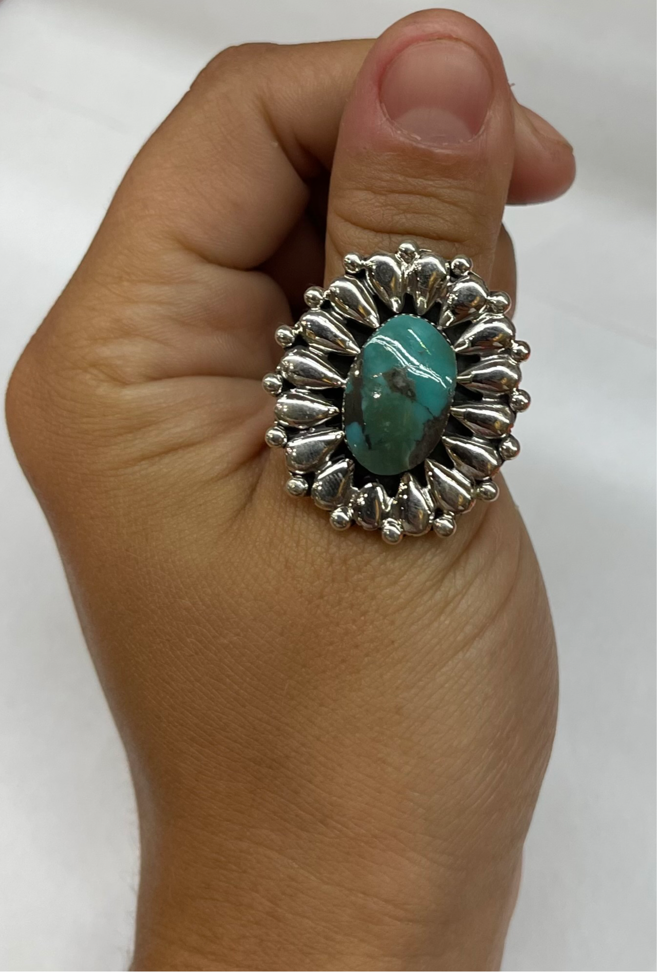 10.0 Kingman Turquoise Ring by Charlene Yazzie, Navajo