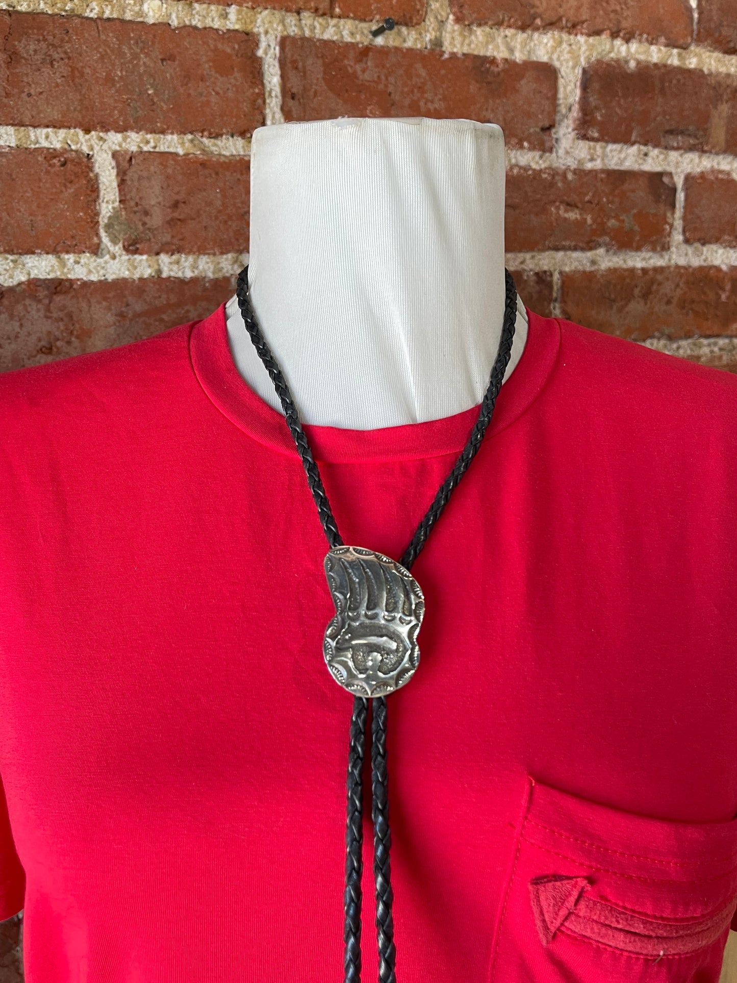 Sterling Silver Bear Claw Bolo Tie by Emerson Kinsel, Navajo