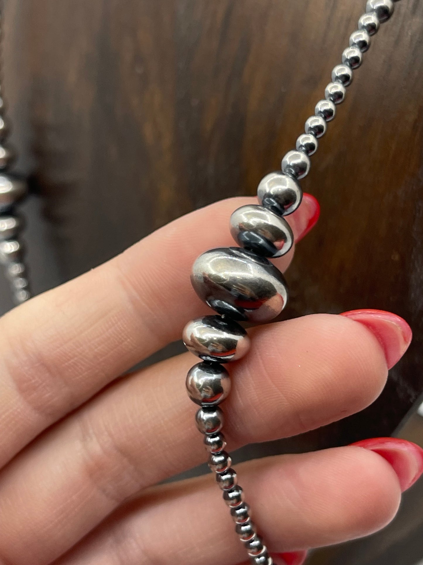 24" 3mm-14mm Navajo Rondelle Pearls Necklace