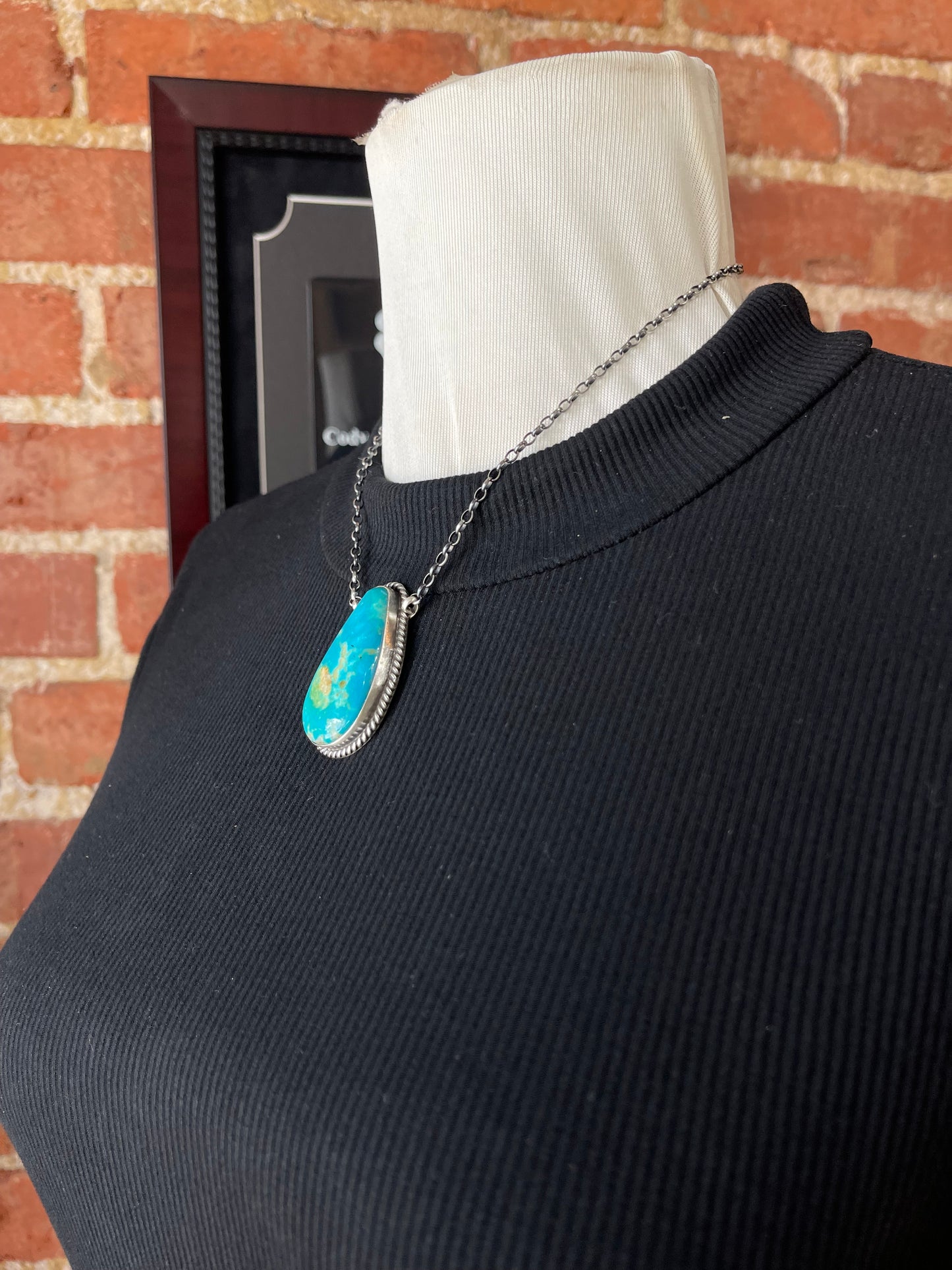 16" Kingman Turquoise Necklace by Johnny Dixon, Navajo