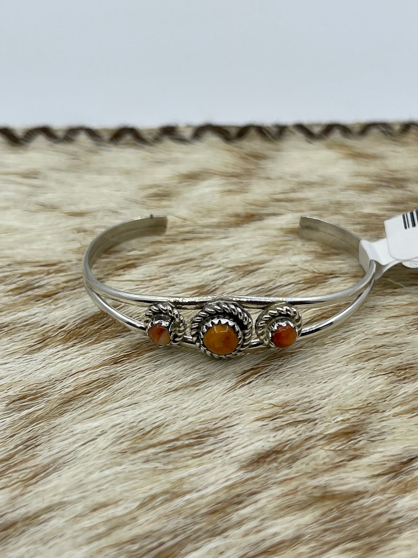 Orange Spiny Oyster Baby Bracelet by Judy Lincoln, Navajo