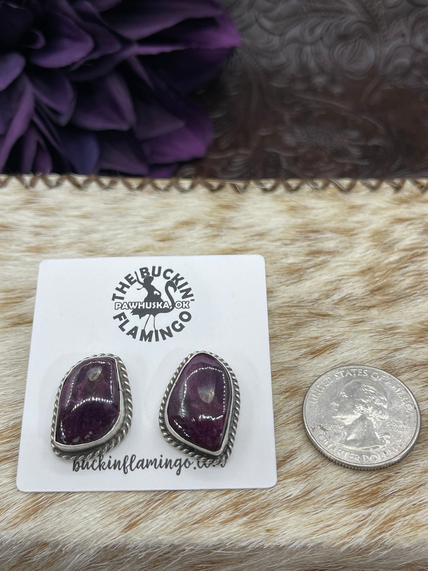 Purple Spiny Oyster Shell Earrings