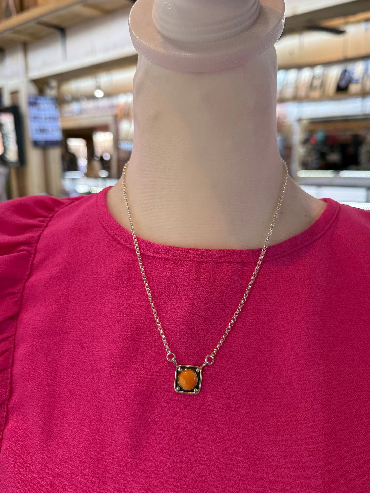 17" Orange Spiny Oyster Necklace