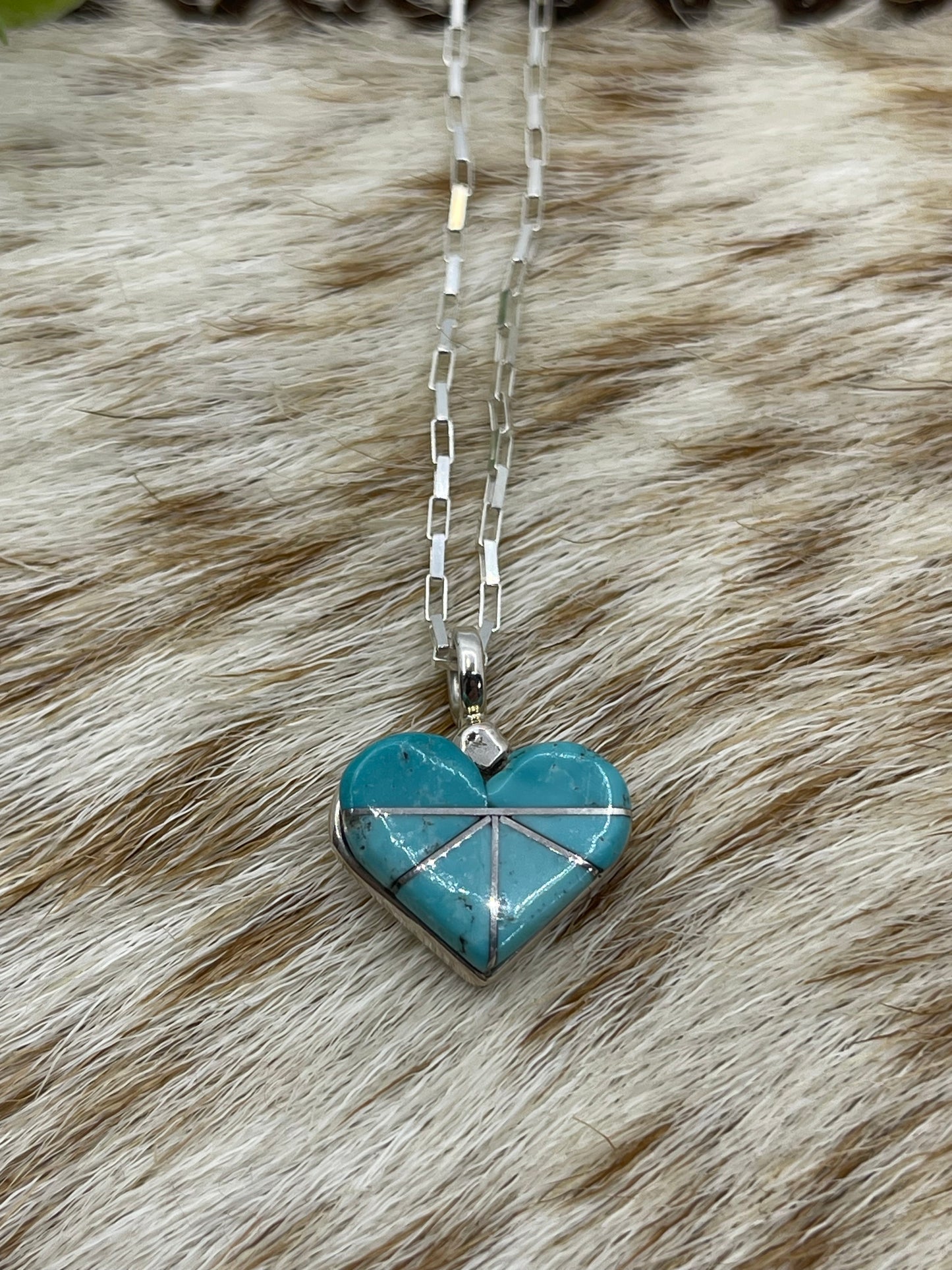 16" Sleeping Beauty Turquoise Hear Necklace