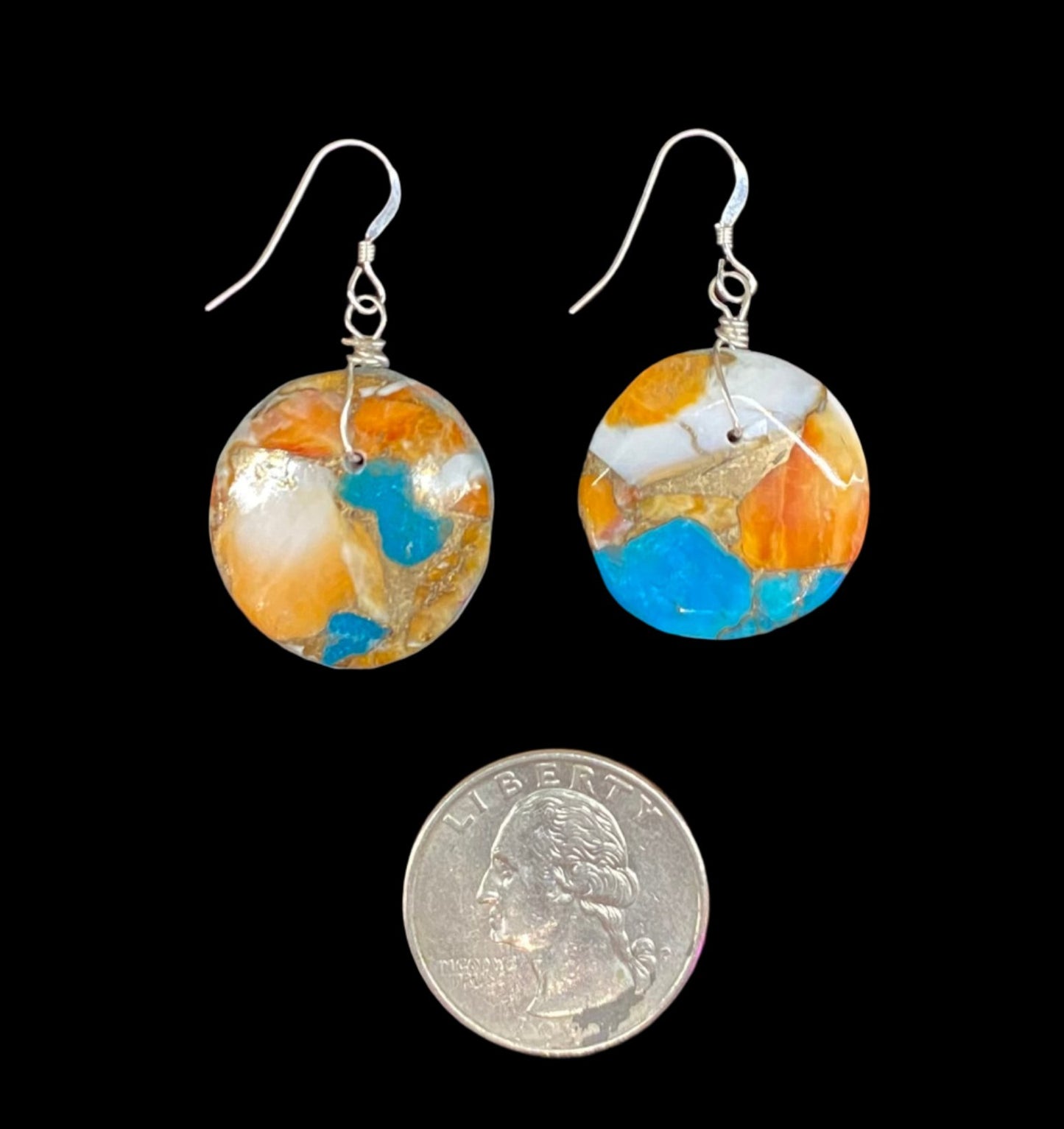 Spiny Turquoise Circle Dangles by Joe and Joann Garcia, Santo Domingo