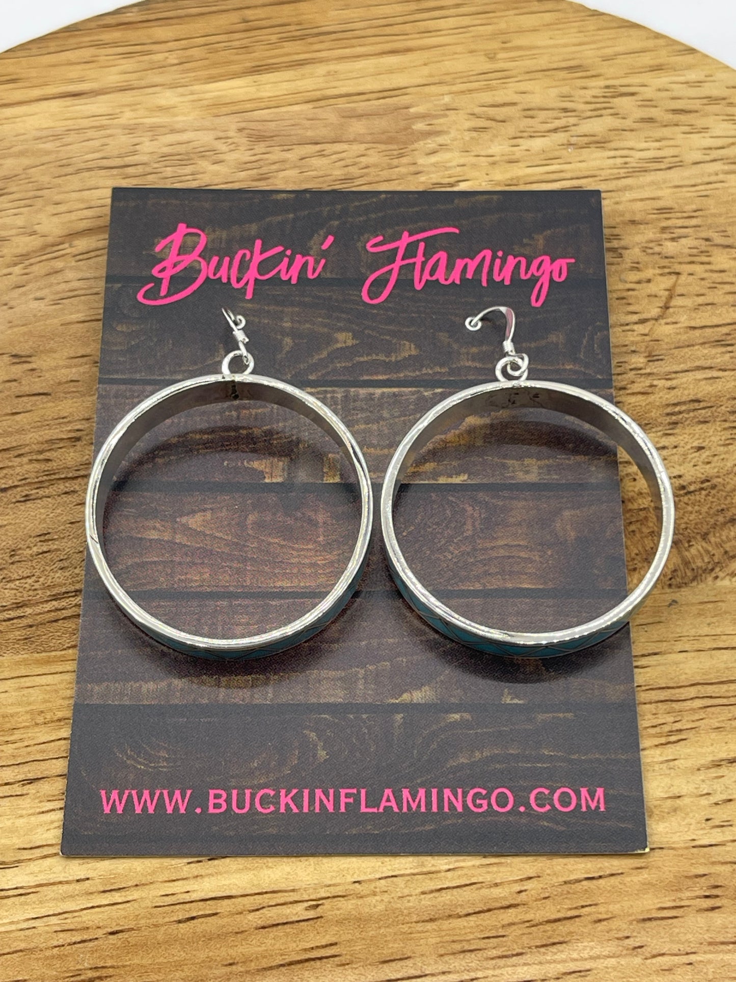 Inlay Turquoise Dangle Hoop Earrings by Claudine Haloo, Zuni