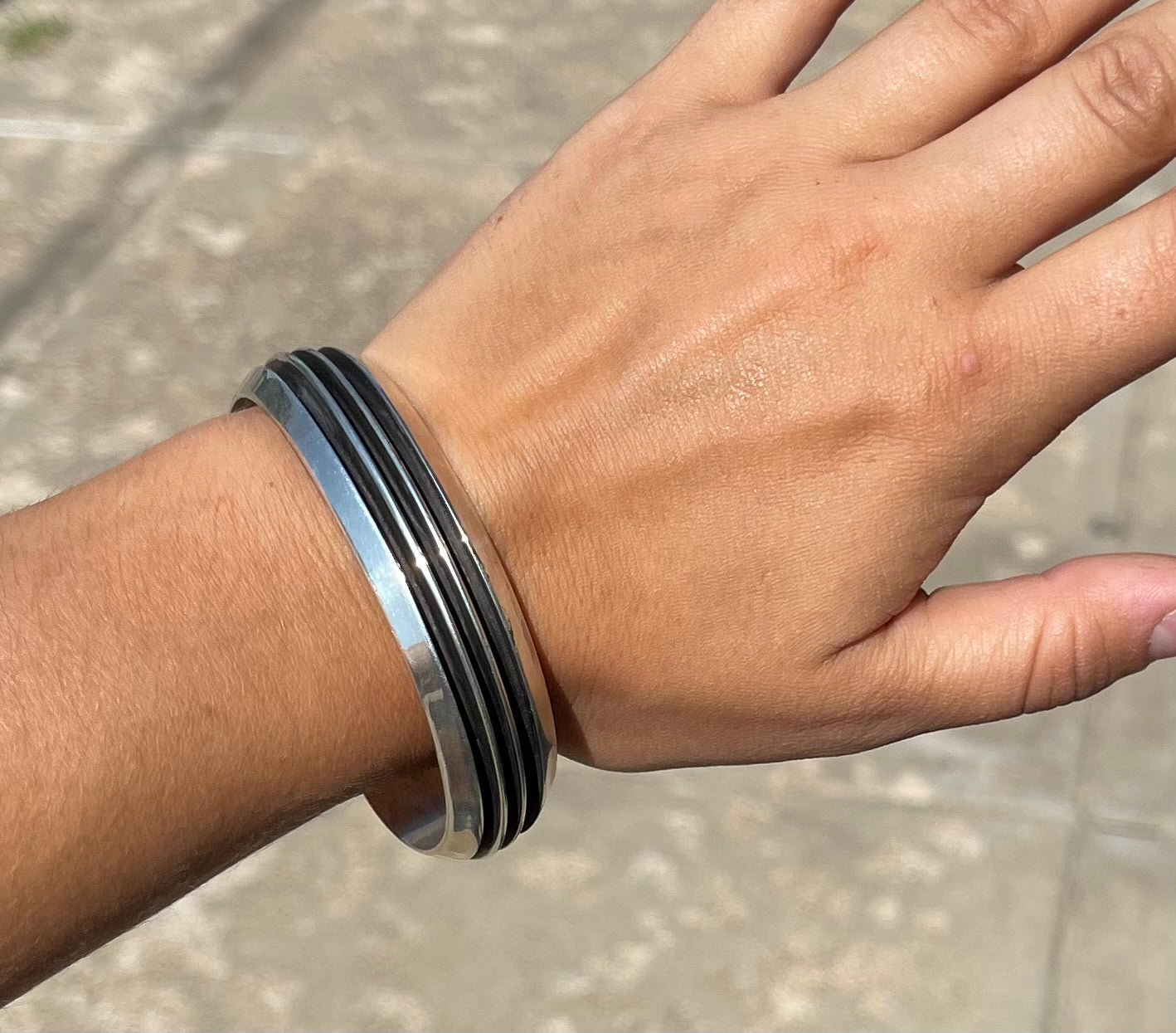 Sterling Silver Ridge Cuff by Tom Hawk, Navajo