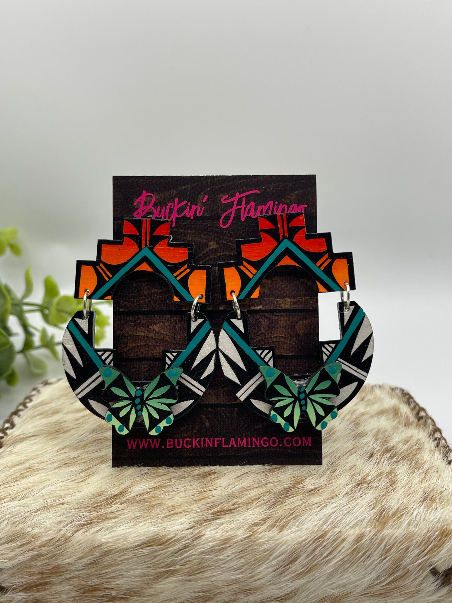 Hand Painted Wood Earrings by Micah Garcia, Santo Domingo