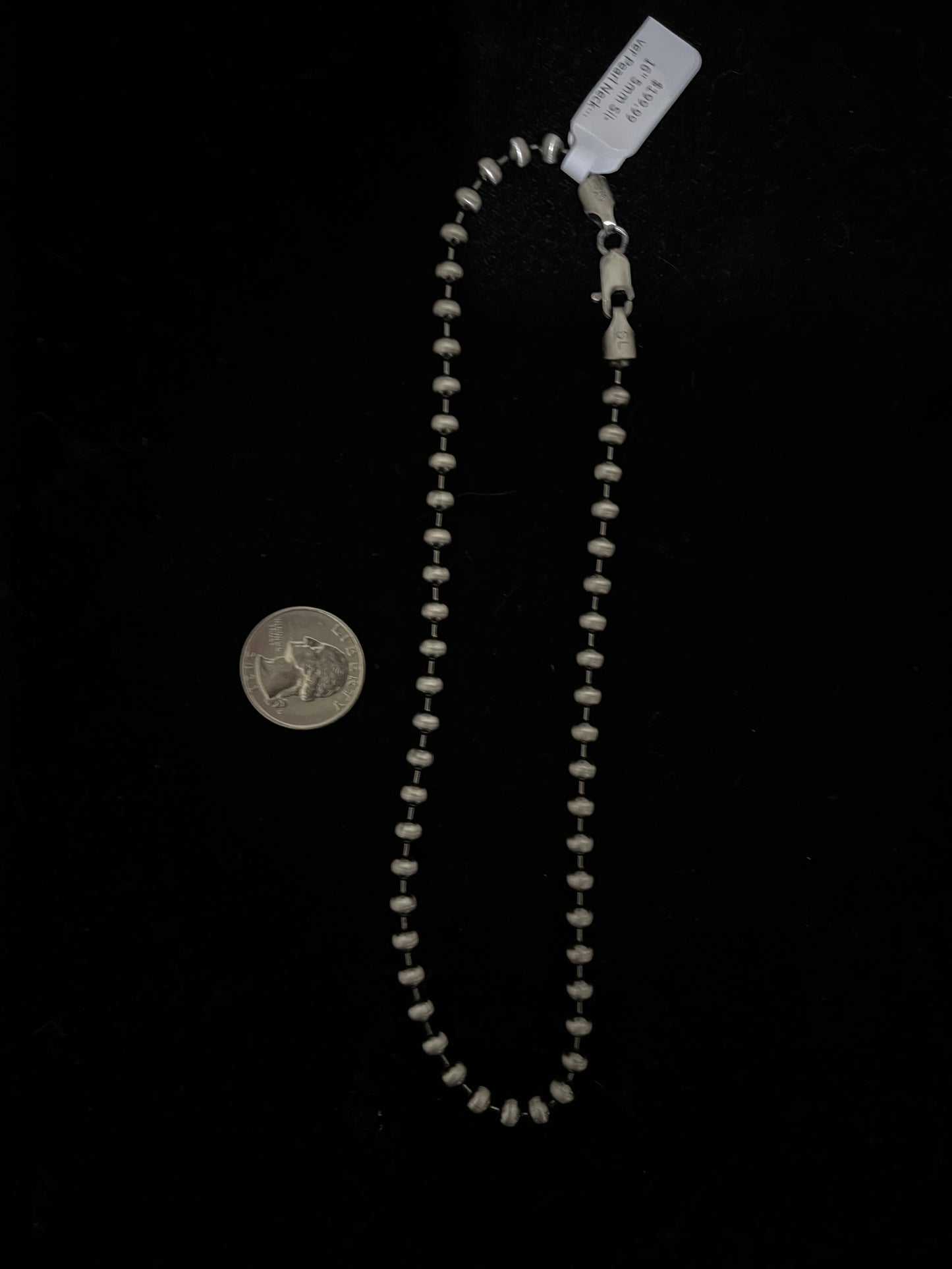 16" 5mm Navajo Style Pearl Necklace, Italy Made