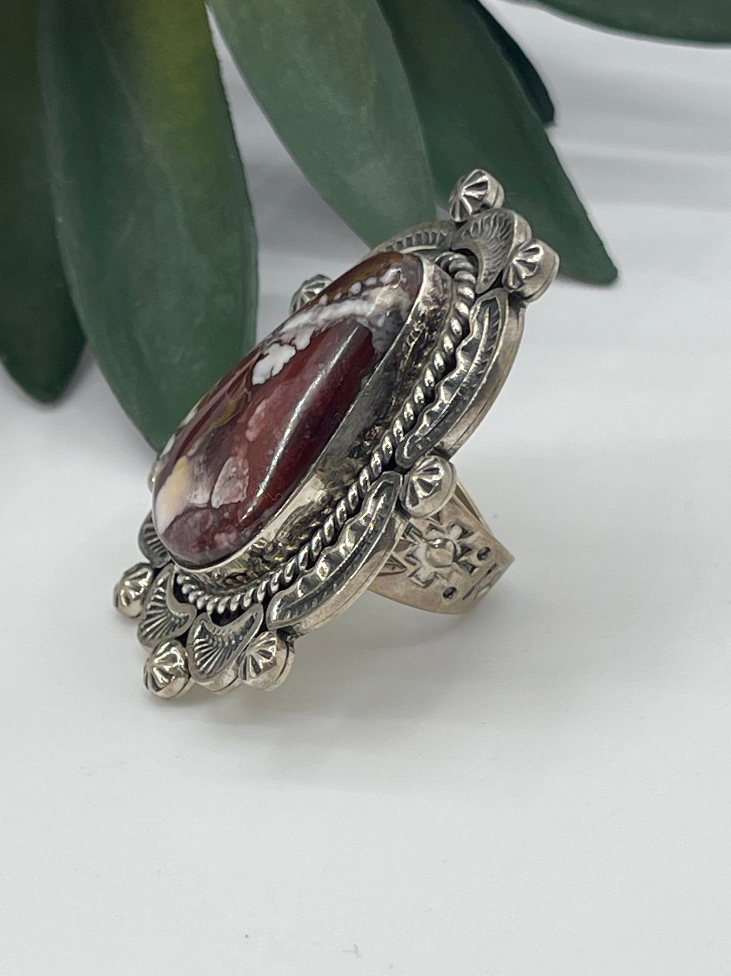 6.5 Wild Horse Teardrop Ring by Harold Joe, Navajo