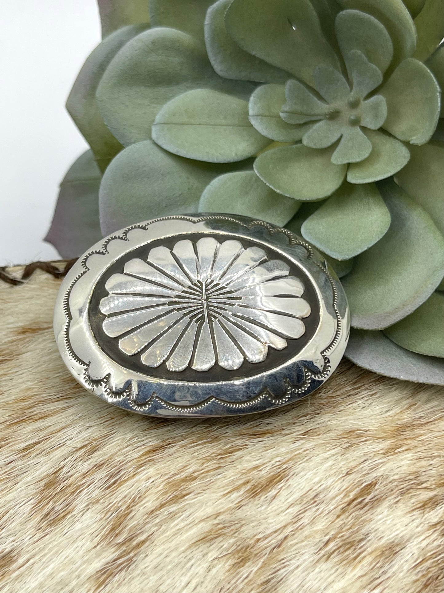 Small Concho Belt Buckle by Jolene Begay, Navajo