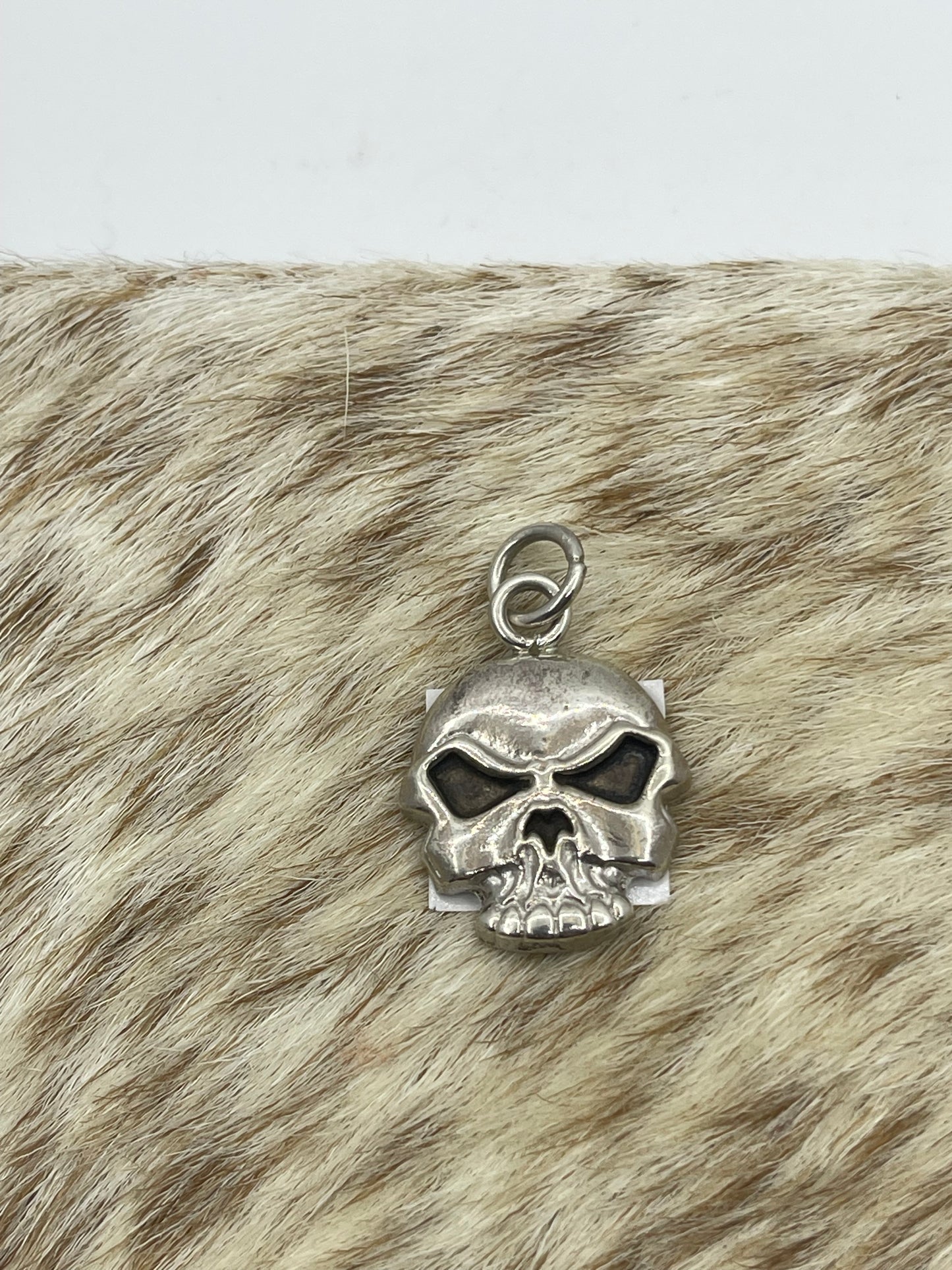 Heavy Silver Skull Pendant with a 6.5mm Bale by Virick Laweka, Zuni