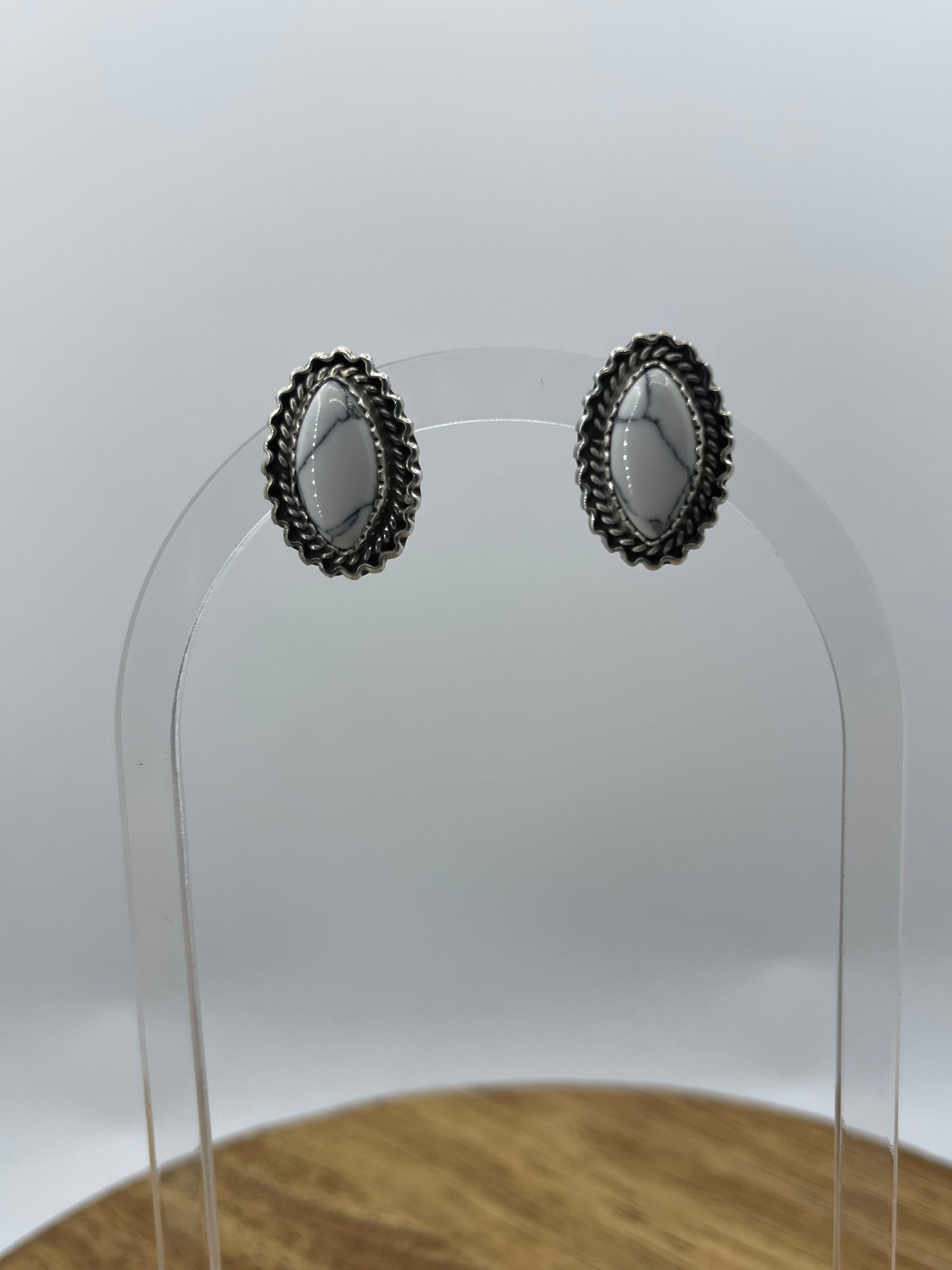 Howlite Post Earrings by Sharon McCarthy, Navajo