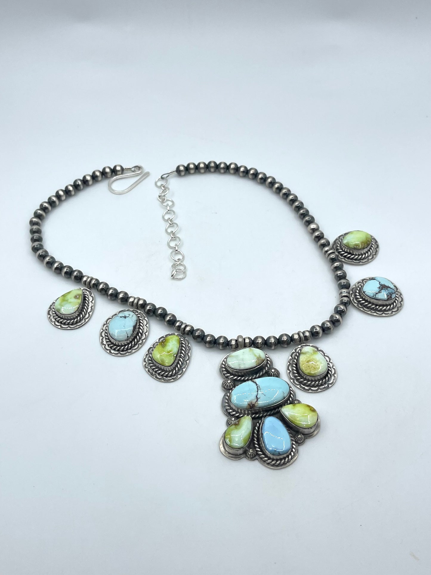 16"+3" Ext. Palomino & Golden Hills Turquoise Necklace by Jeff Largo, Navajo