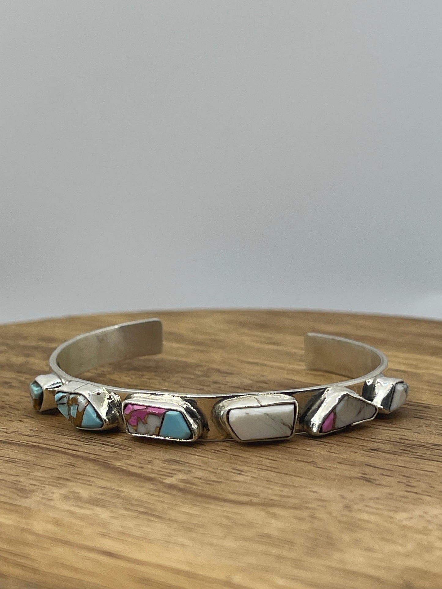 6 Stone Cotton Candy Cuff by Jude Candeleria, Zuni (Color Varies)