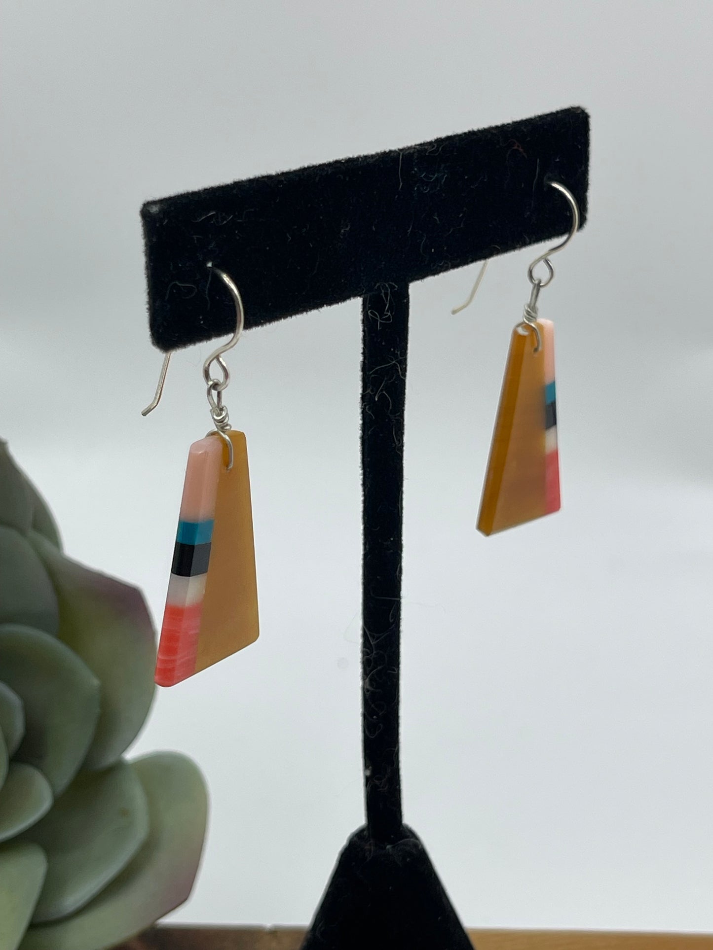 1 1/2" Multi Stone Dangle Earrings