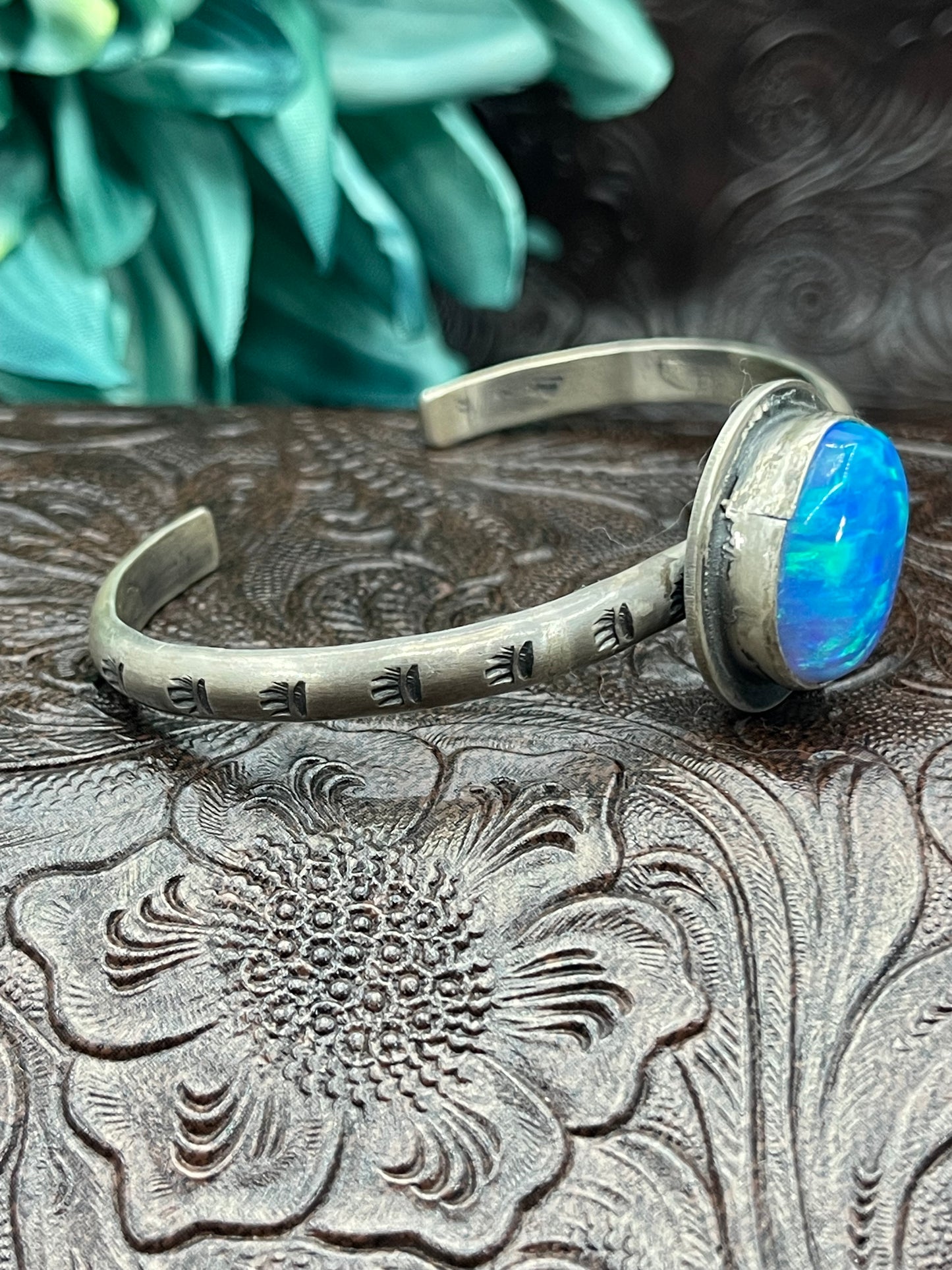 5.75" - 7.25" Opal Single Stone Cuff