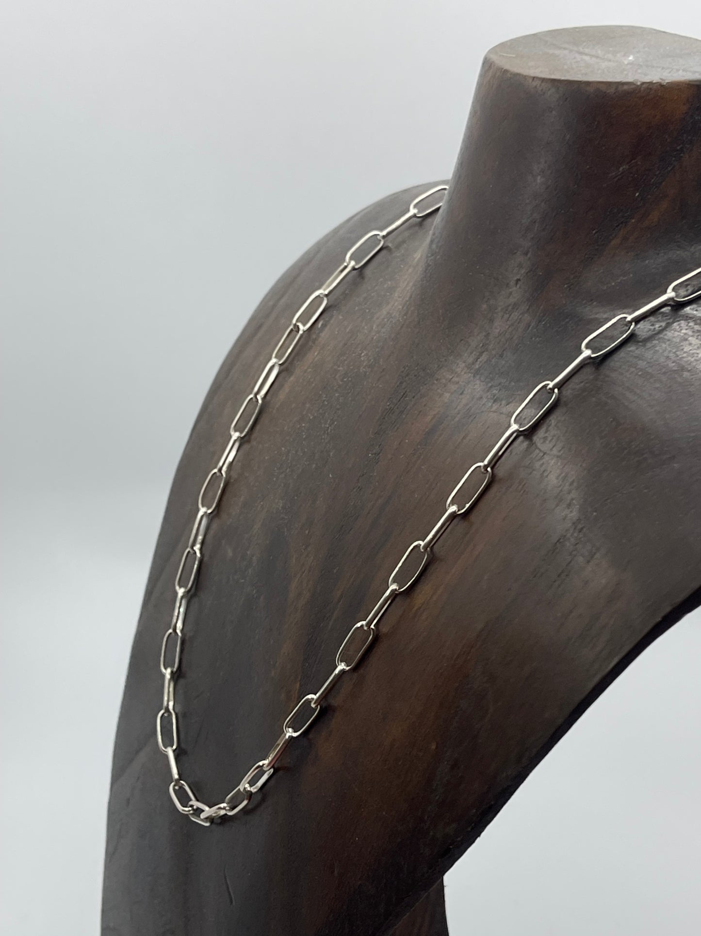 18" Sterling Silver Handmade Paperclip Chain by Sally Shurley, Navajo