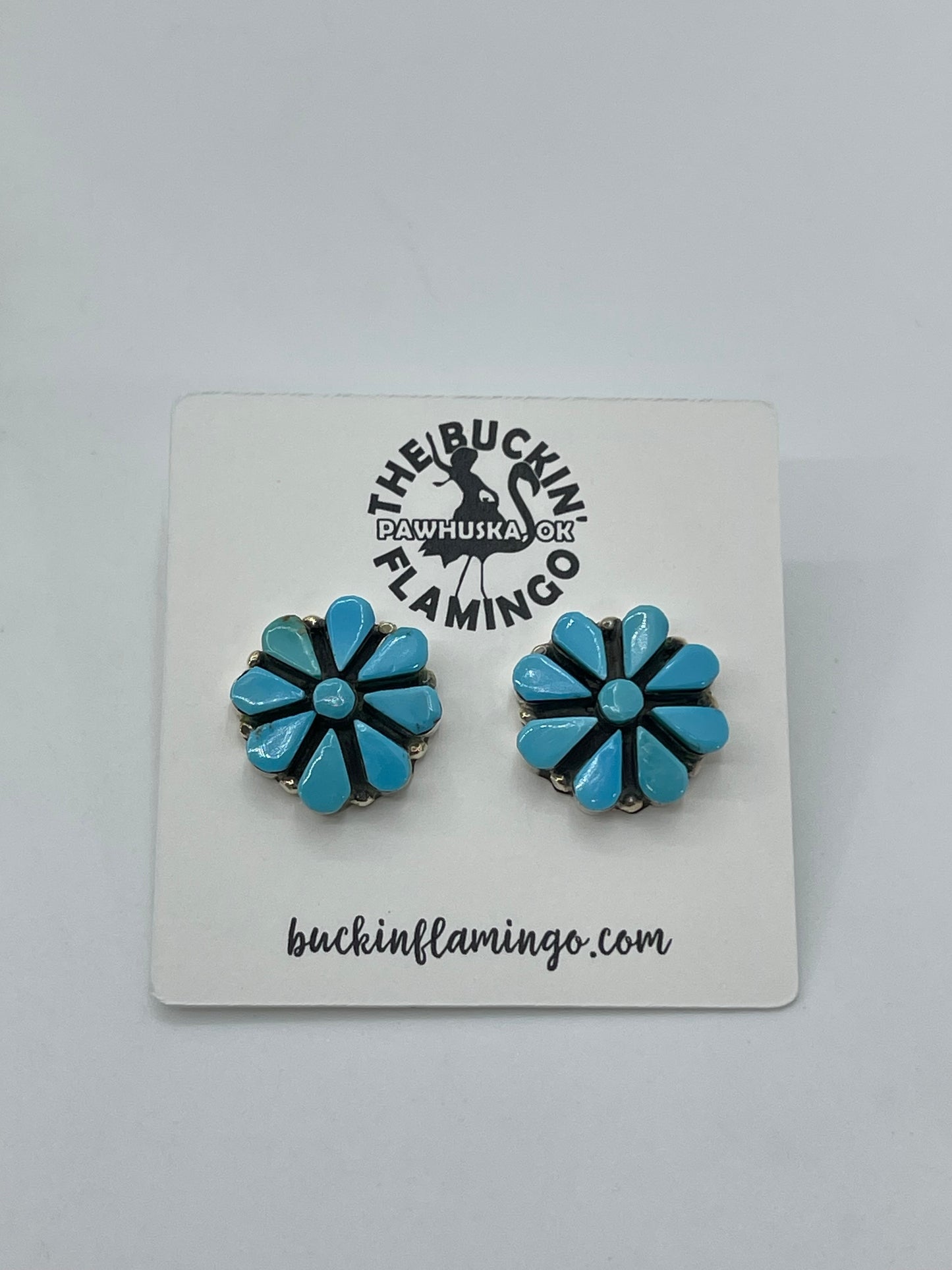 Turquoise Cluster Post Earrings by Arlo & Rose Kanteena, Zuni
