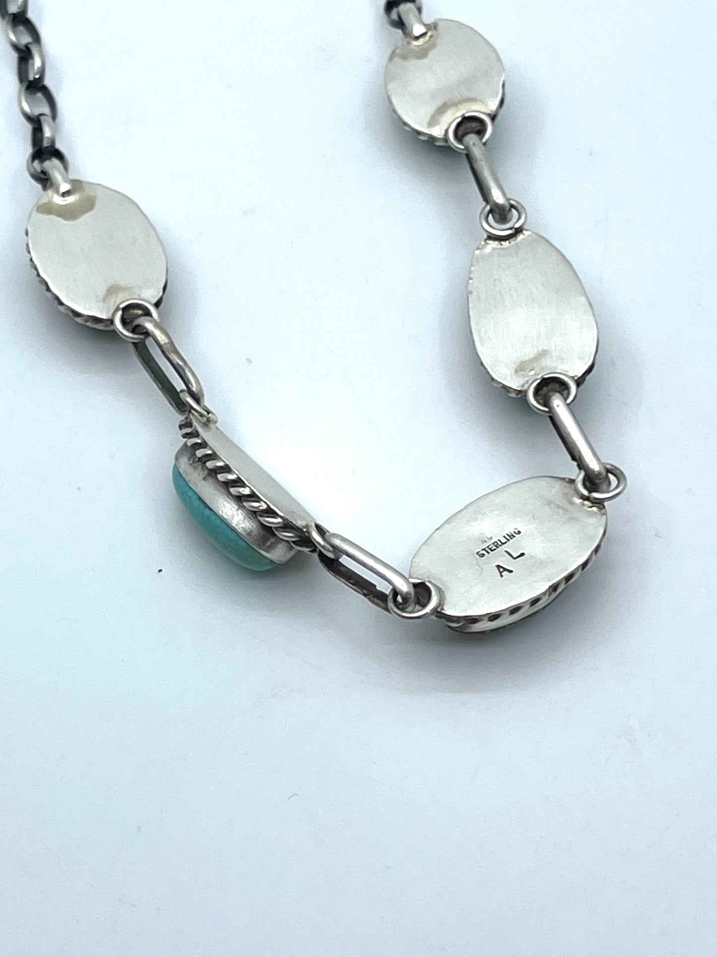 16" 5 Stone Turquoise Necklace by Augustine Largo, Navajo