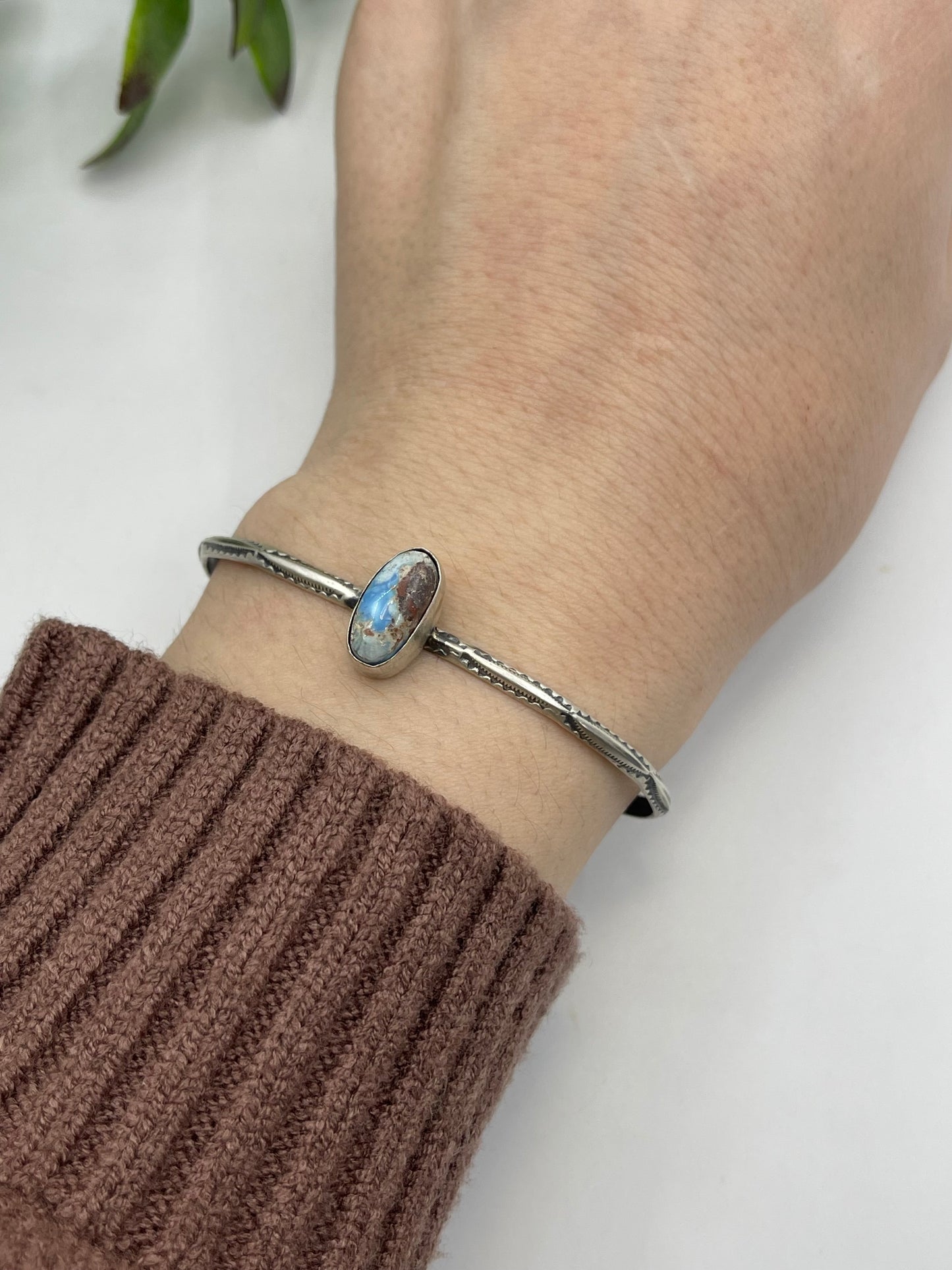 5.5" - 7" Golden Hills Turquoise Oval Stone Cuff