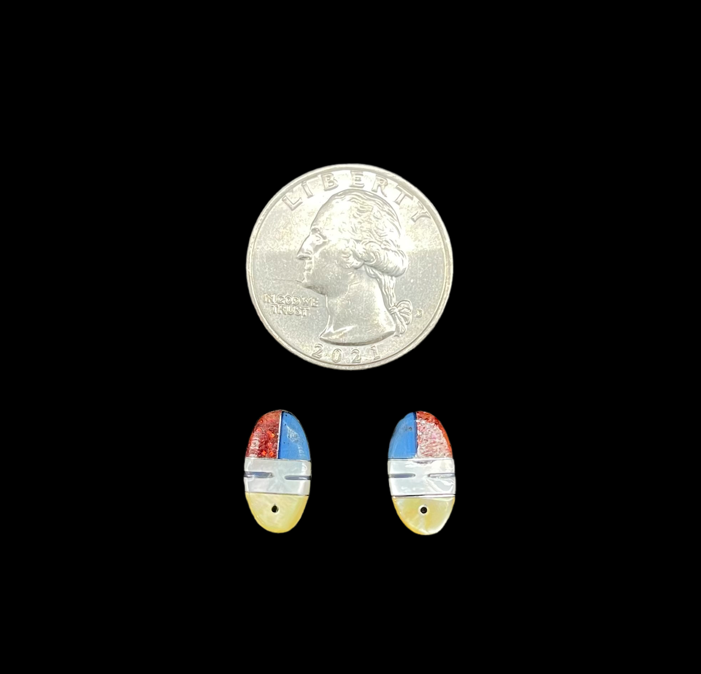 Multi-Stone Inlay Earrings, Zuni Made