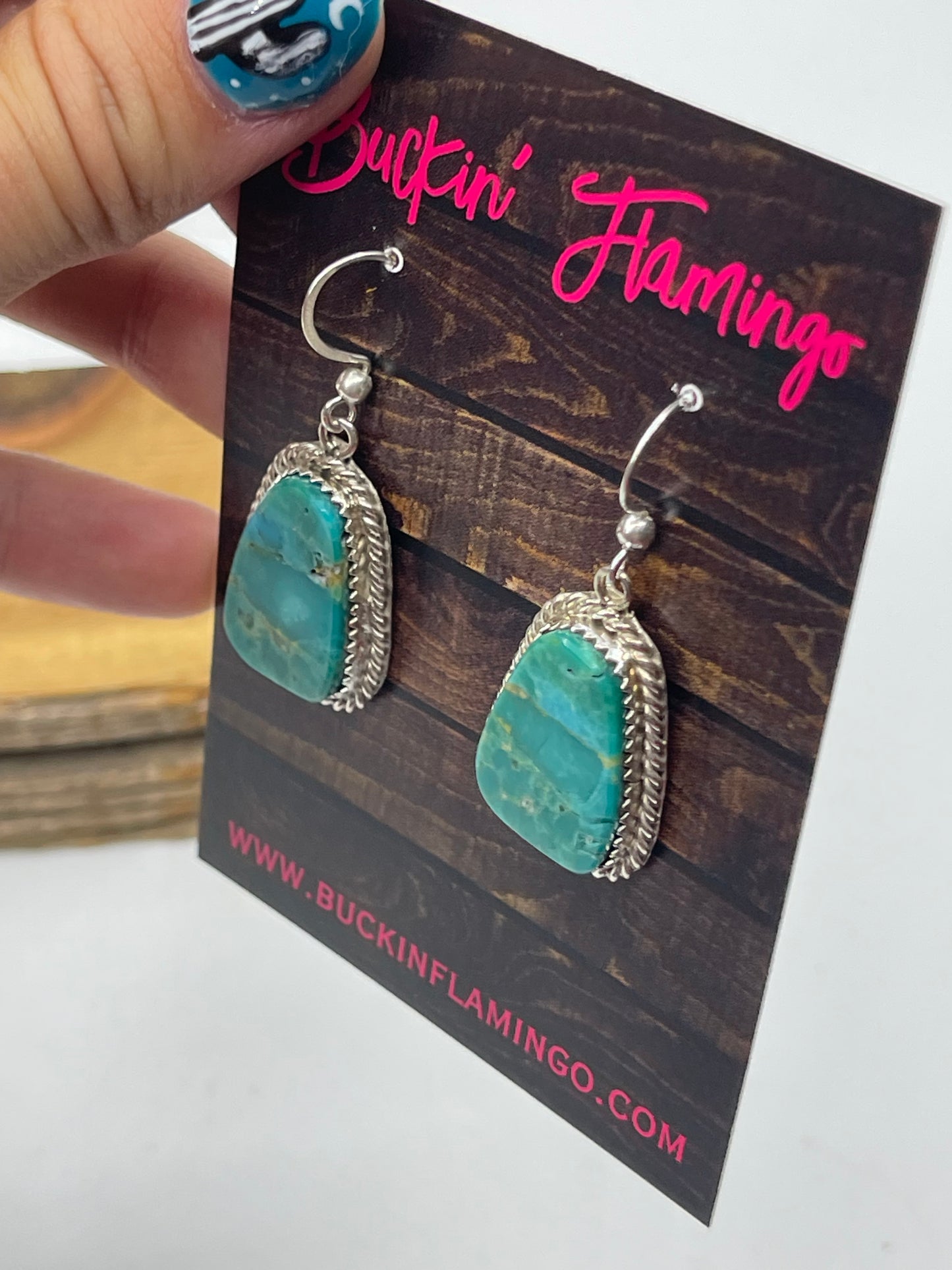 Turquoise Dangle Earrings by Gabi Jim, Navajo