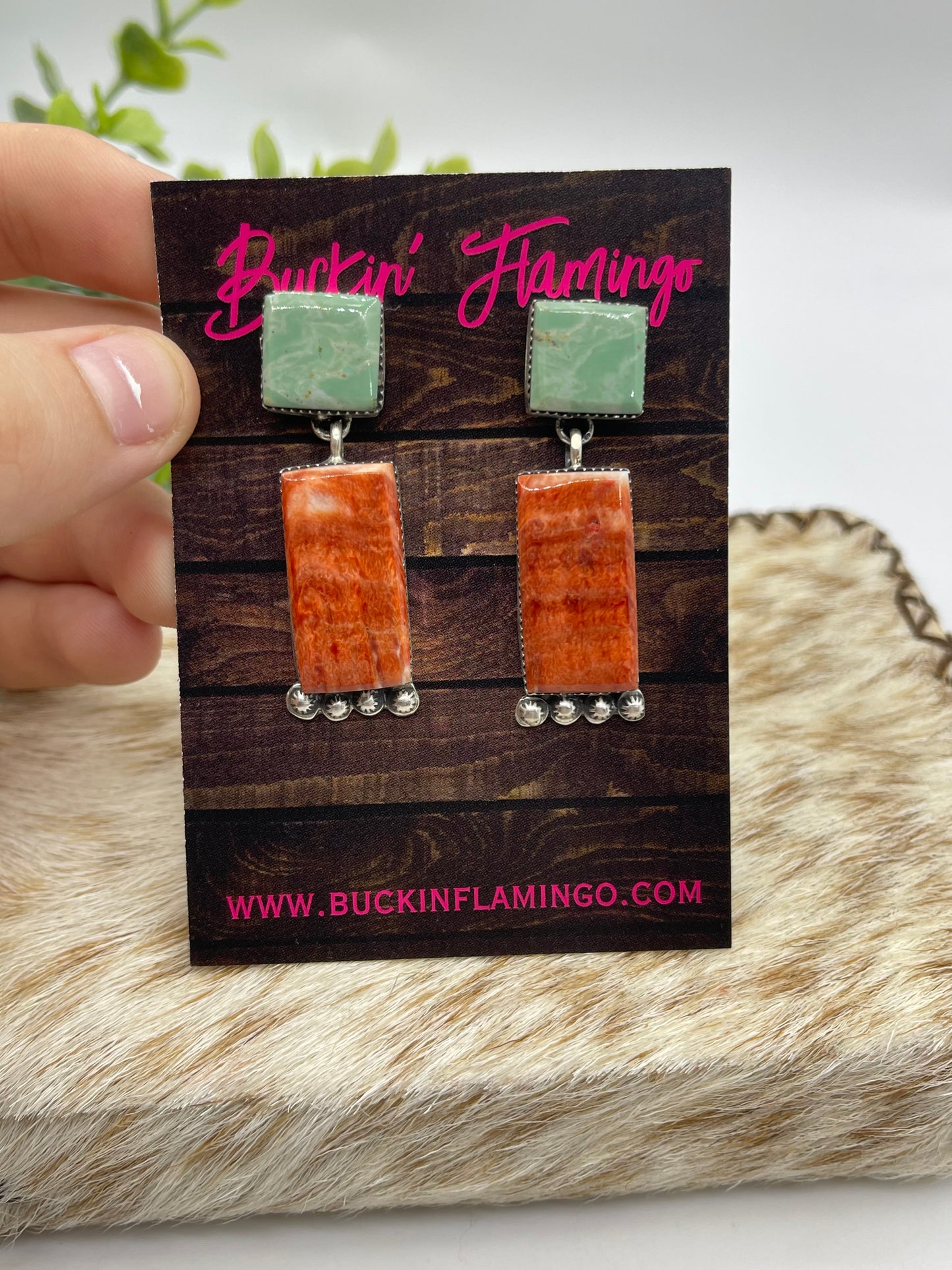 2 Stone Earrings by Selina Warner, Navajo