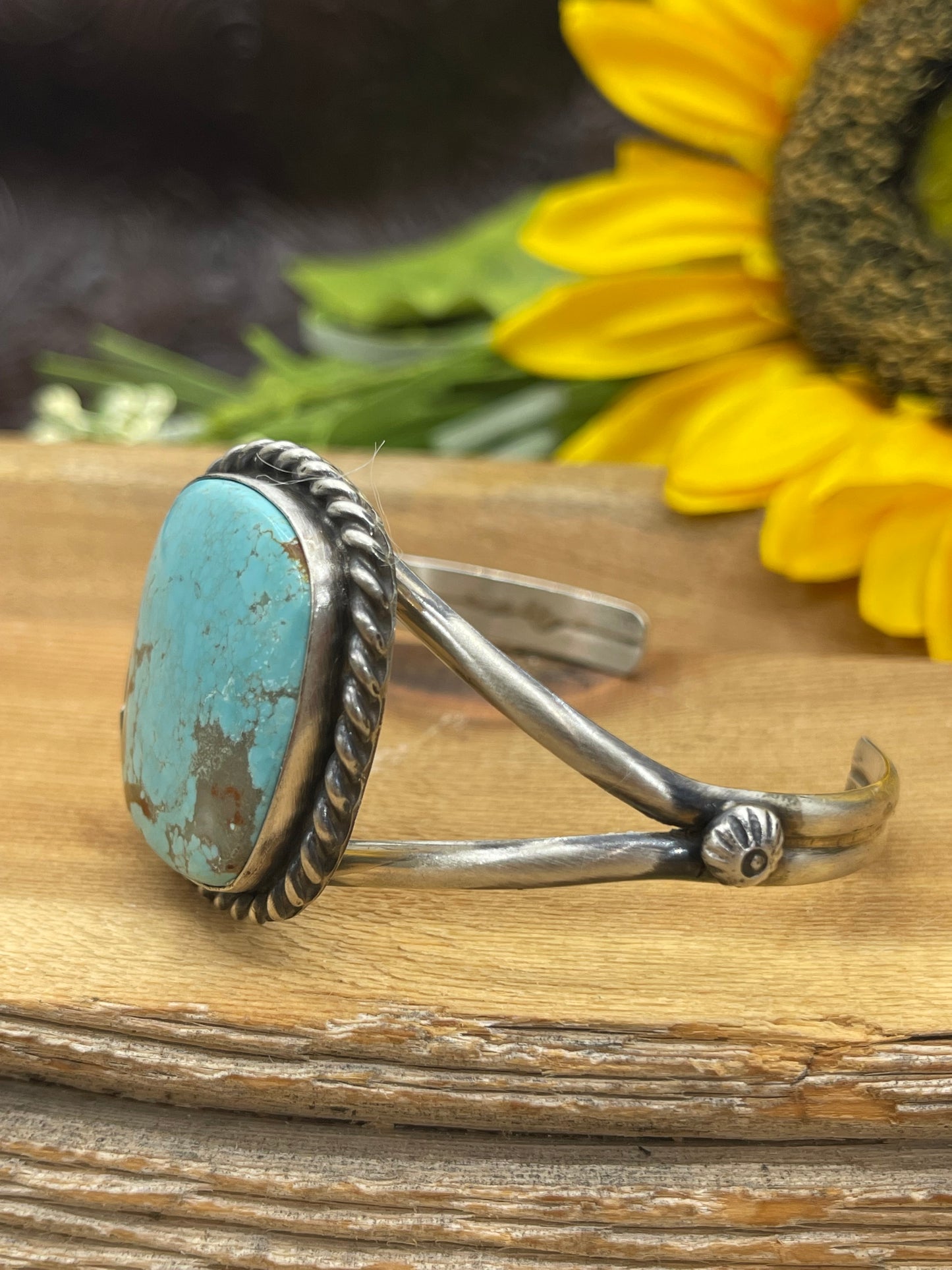 5.75" - 7.25" #8 Turquoise Square Cuff