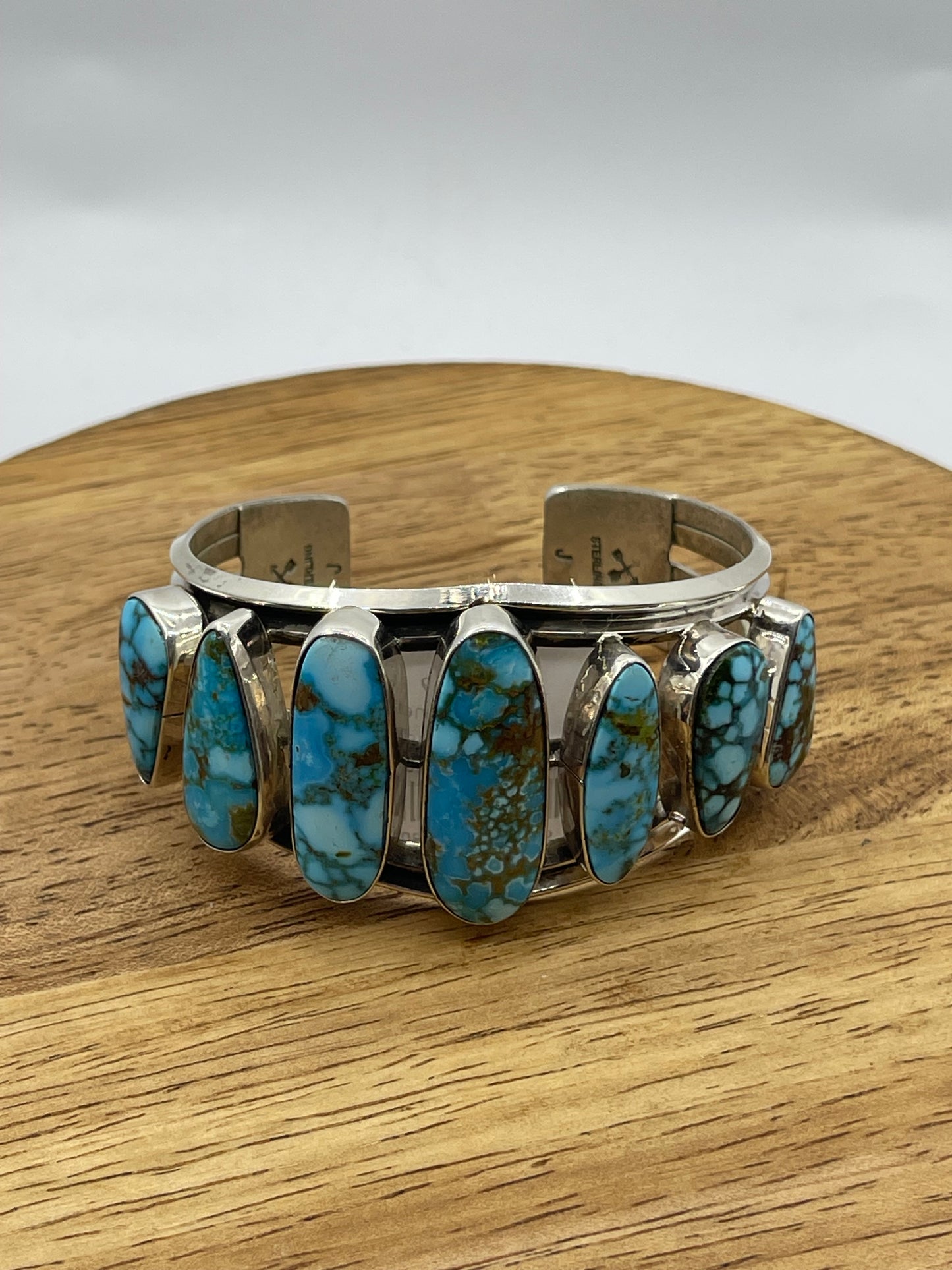 6 3/4" 7 Stone High End Kingman Turquoise Cuff by Melvin Jones, Navajo