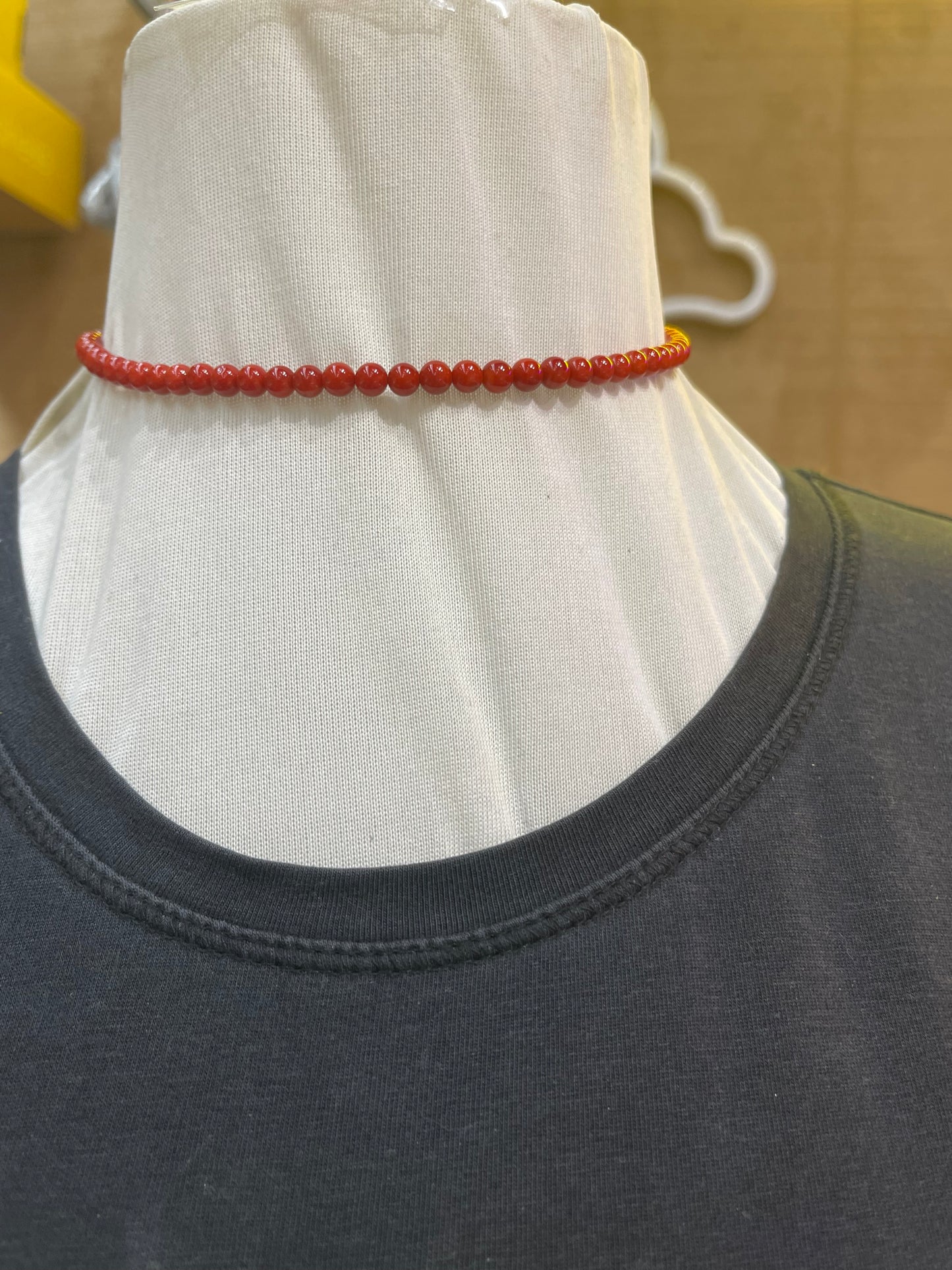 5mm 14” Red Coral Necklace