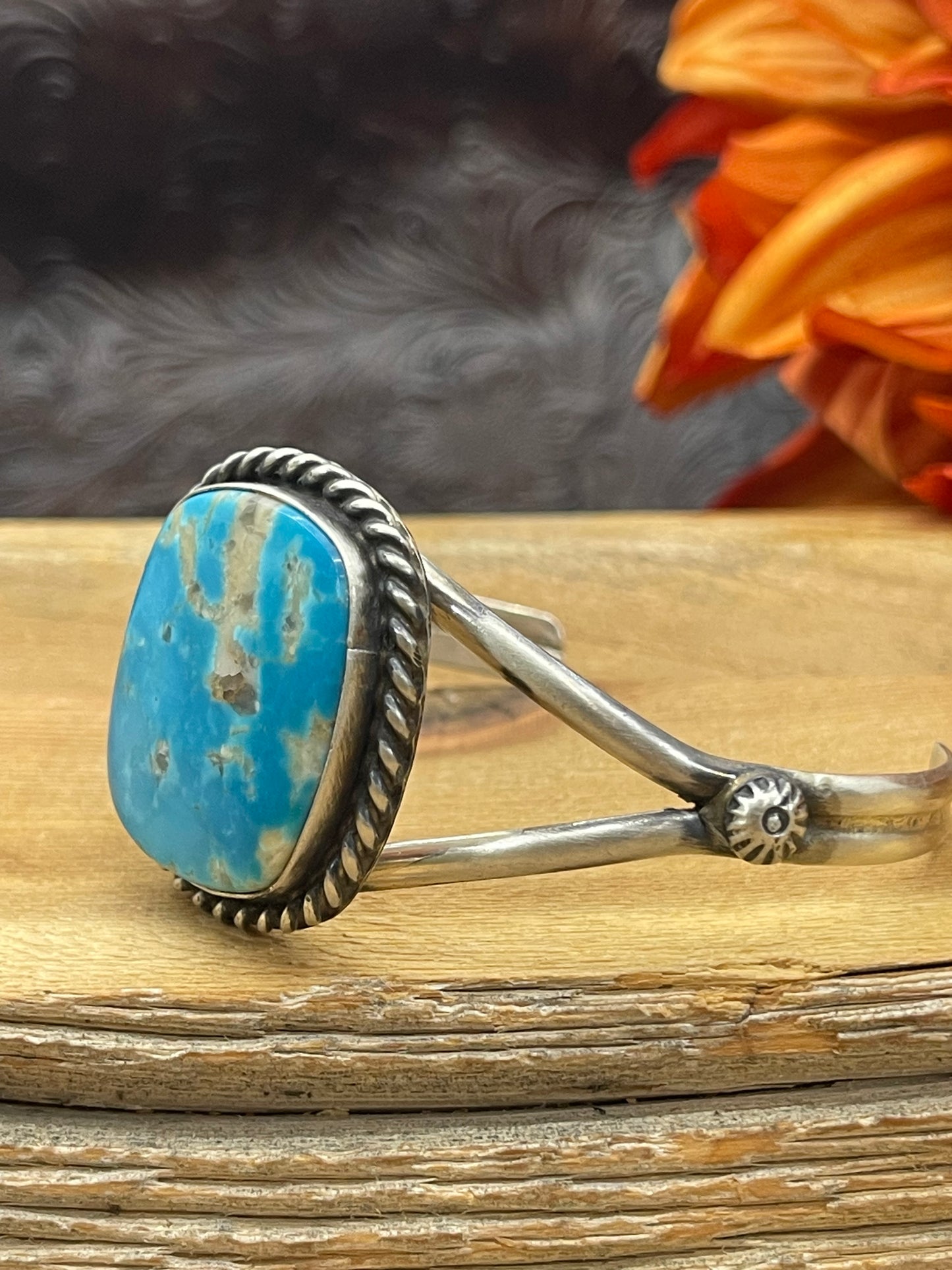 5.75" - 7.25" Kingman Turquoise Square Cuff