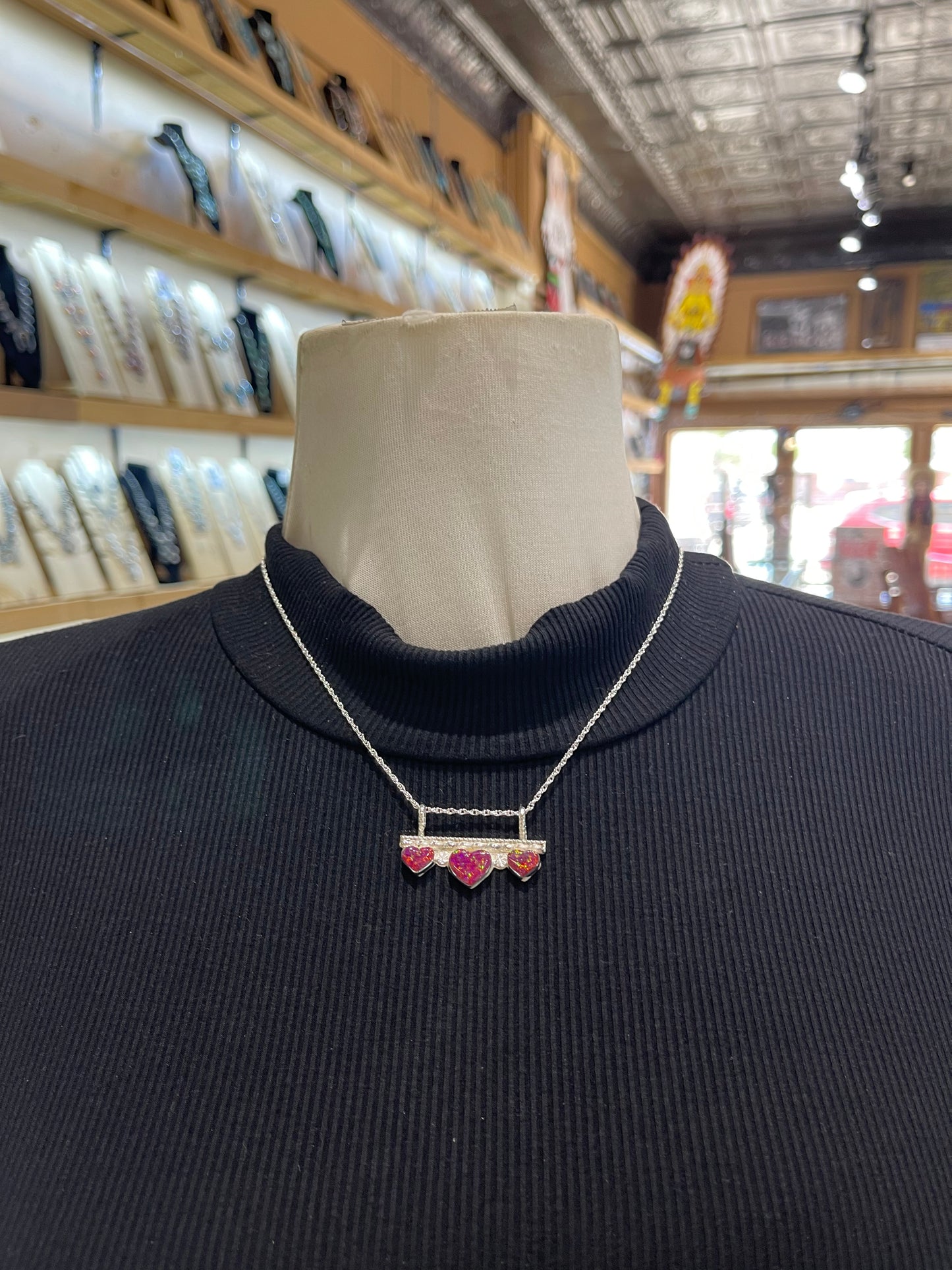 18" Chain with Dark Pink Opal 3.5mm Bale by Donoran Mahler, Navajo