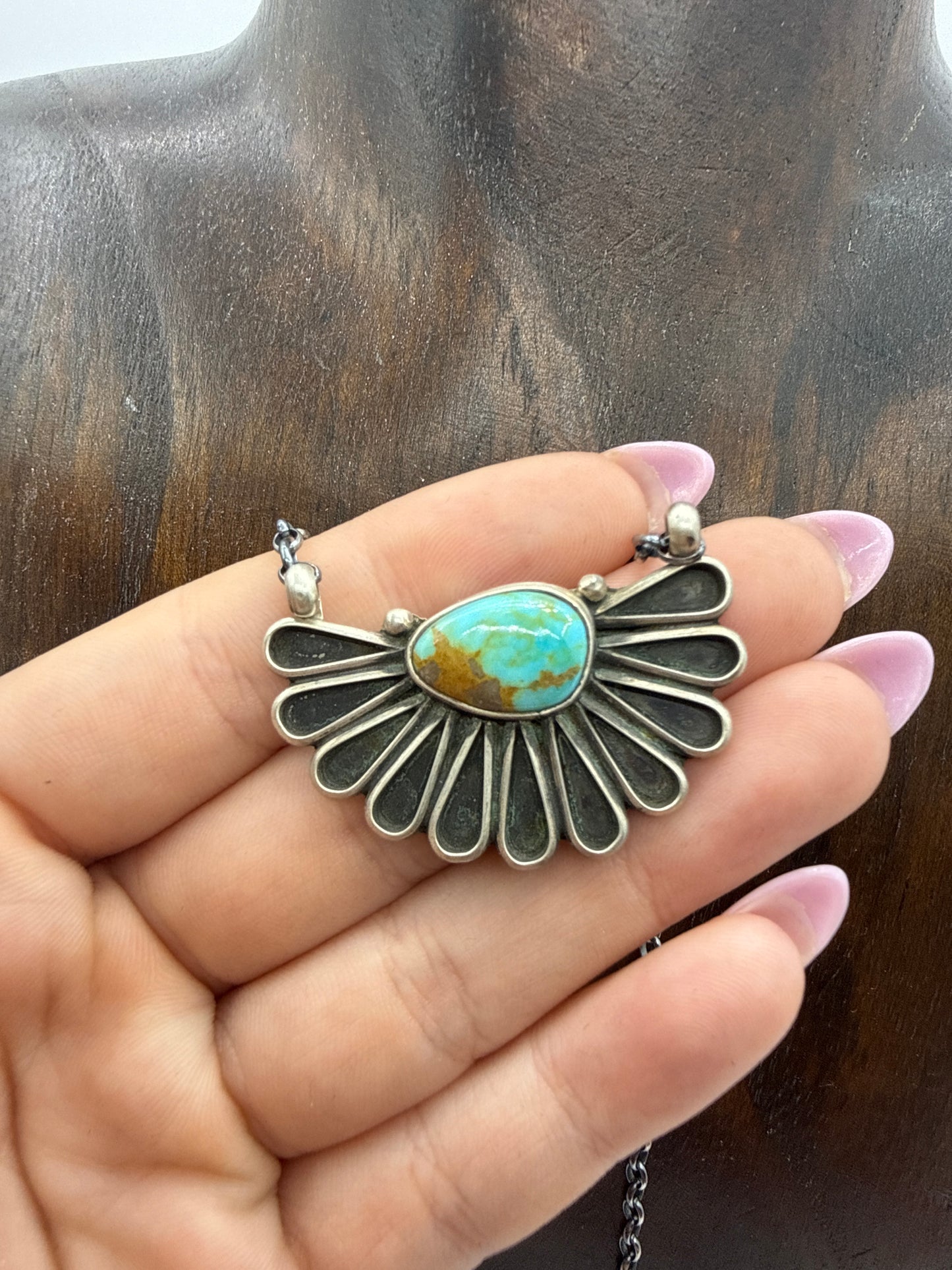 Half Fan with Turquoise by Geraldine James, Navajo